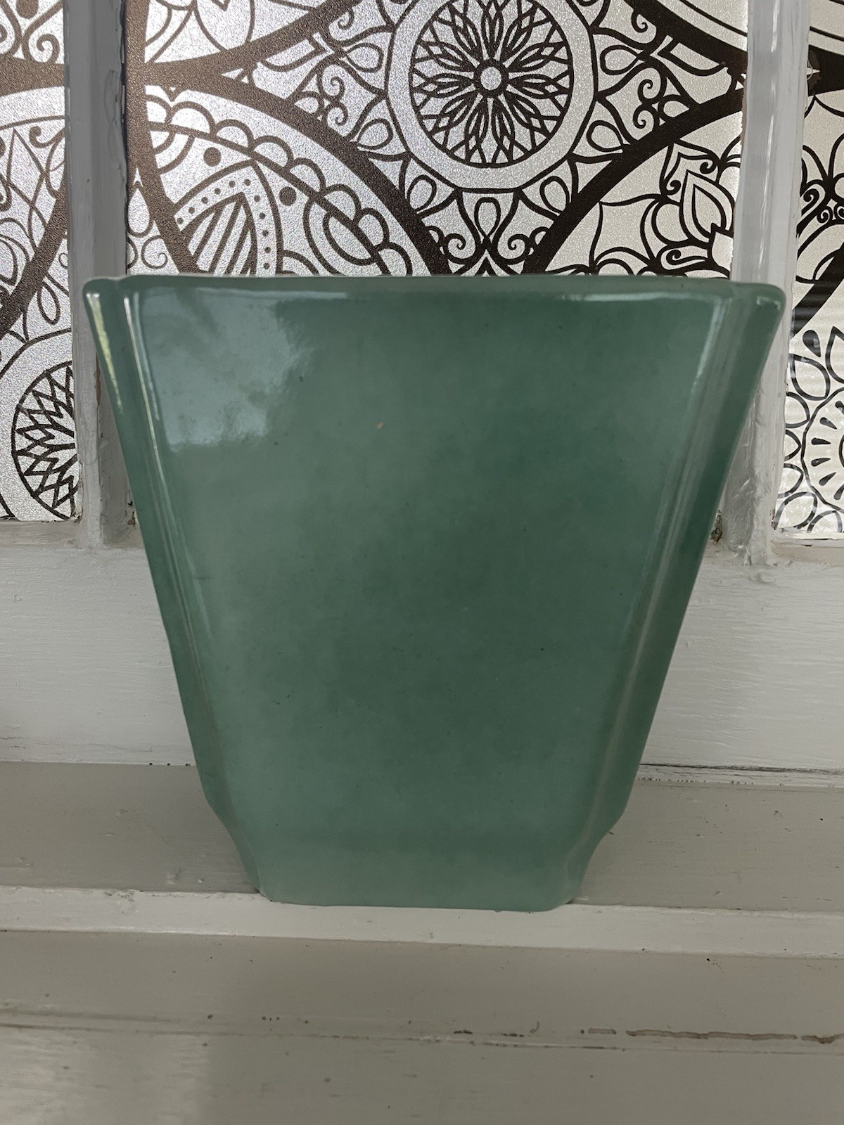 Vintage Celadon Ceramic Planter Vase Marked 858 EUC