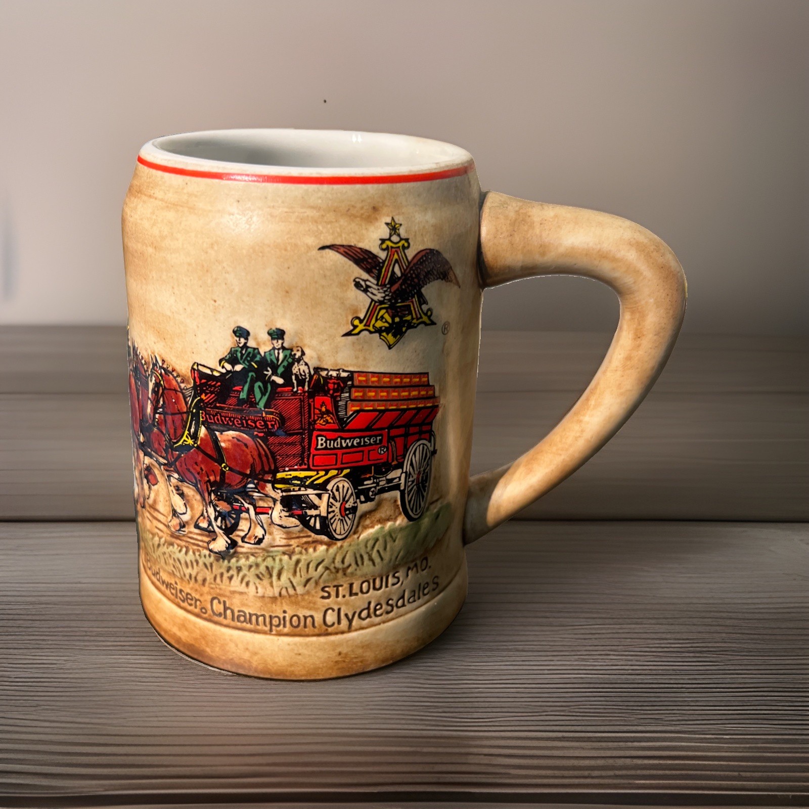 Vintage 1980 Budweiser Champion Clydesdales Ceramarte Mug Beer Stein