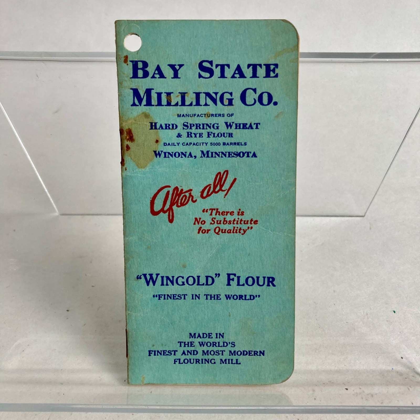 Vintage 1942 Bay State Milling Co Wingold Flour Notebook WWII Era Winona, MN