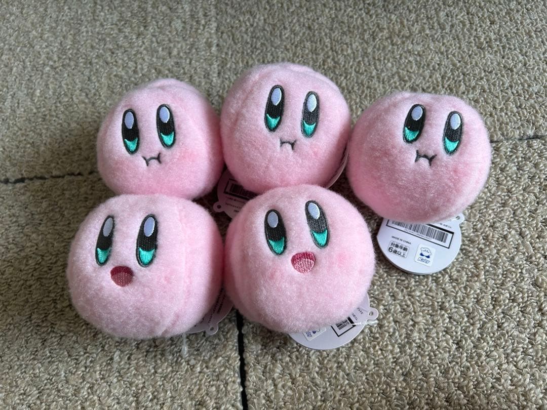 Nintendo Kirby Wool Felt Face Mascot 2 Plush Toy Handcrafted New Authentic