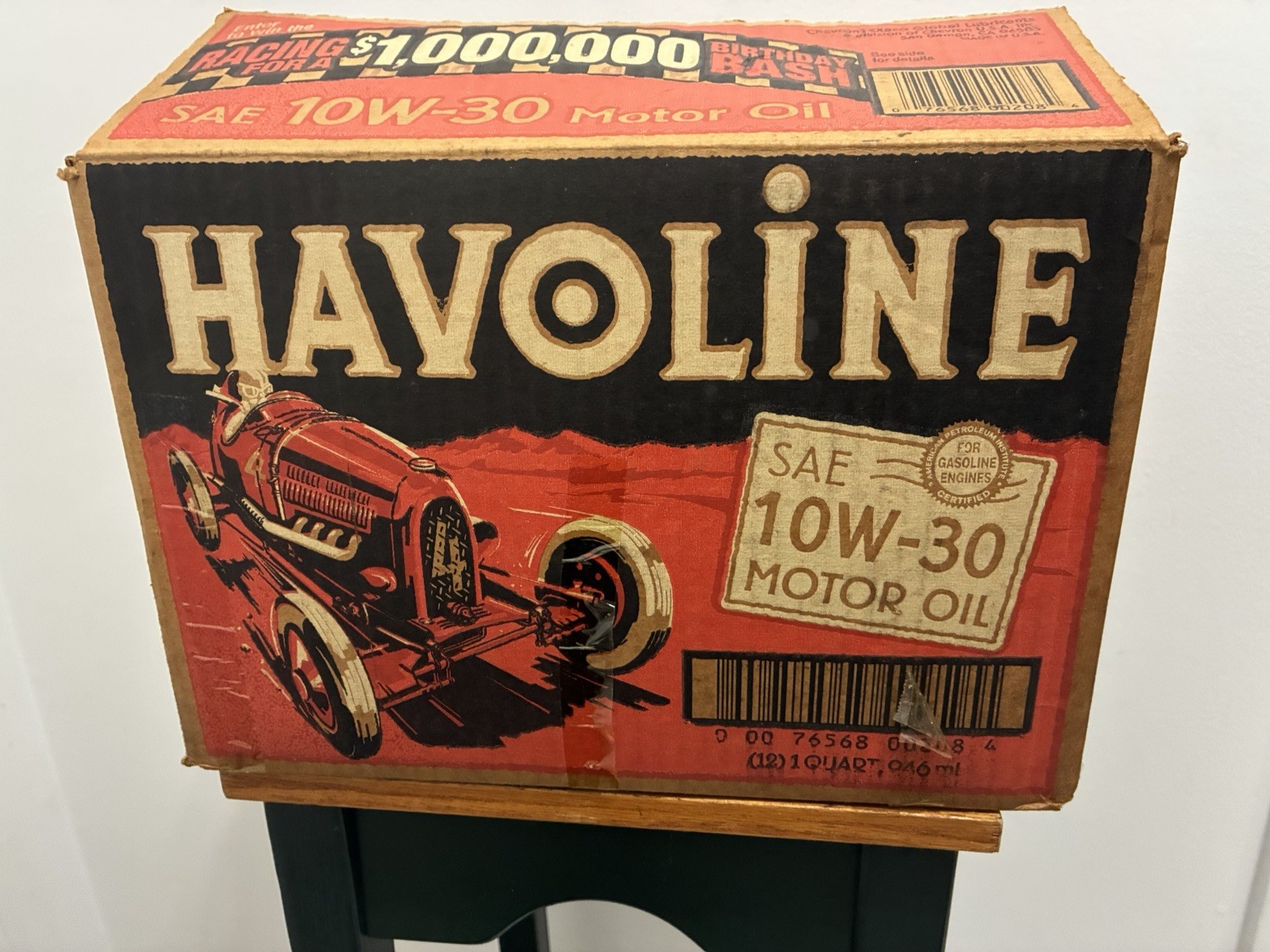 Vintage Havoline Oil Anniversary Quart Case W/ 1904 Race Car Graphics (Box Only)