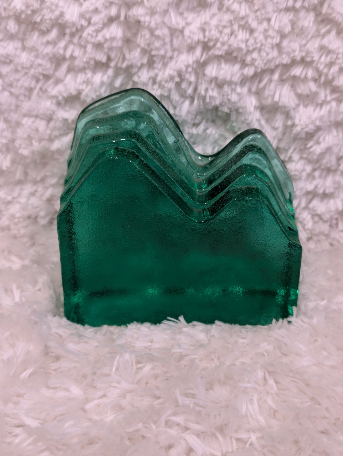 Vintage Blenko Handmade Emerald Green Glass Mountain Bookend 1980's