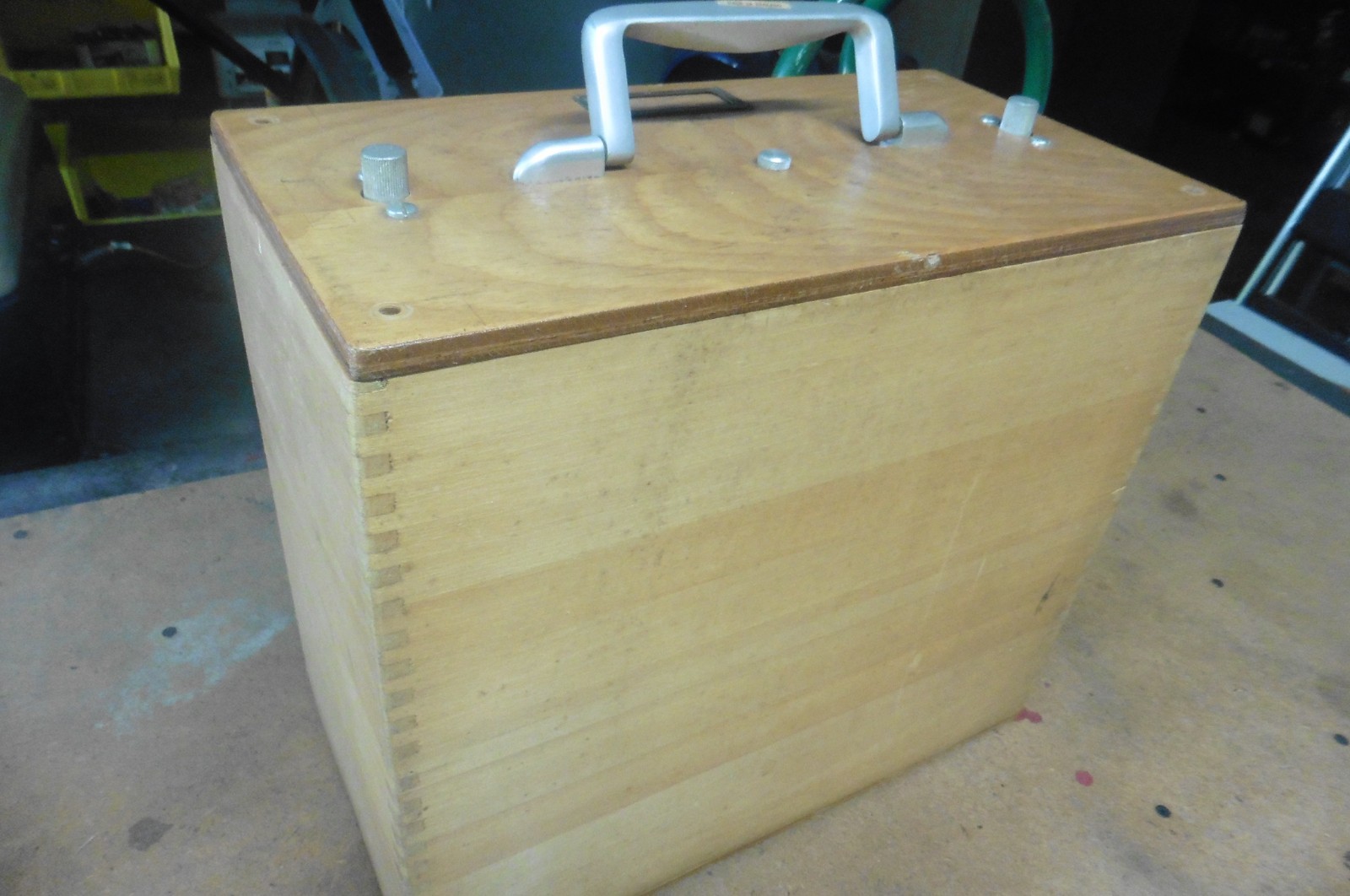 Vintage Dovetail Box England with lock and handle Vintage Dovetail Box England with lock and handle