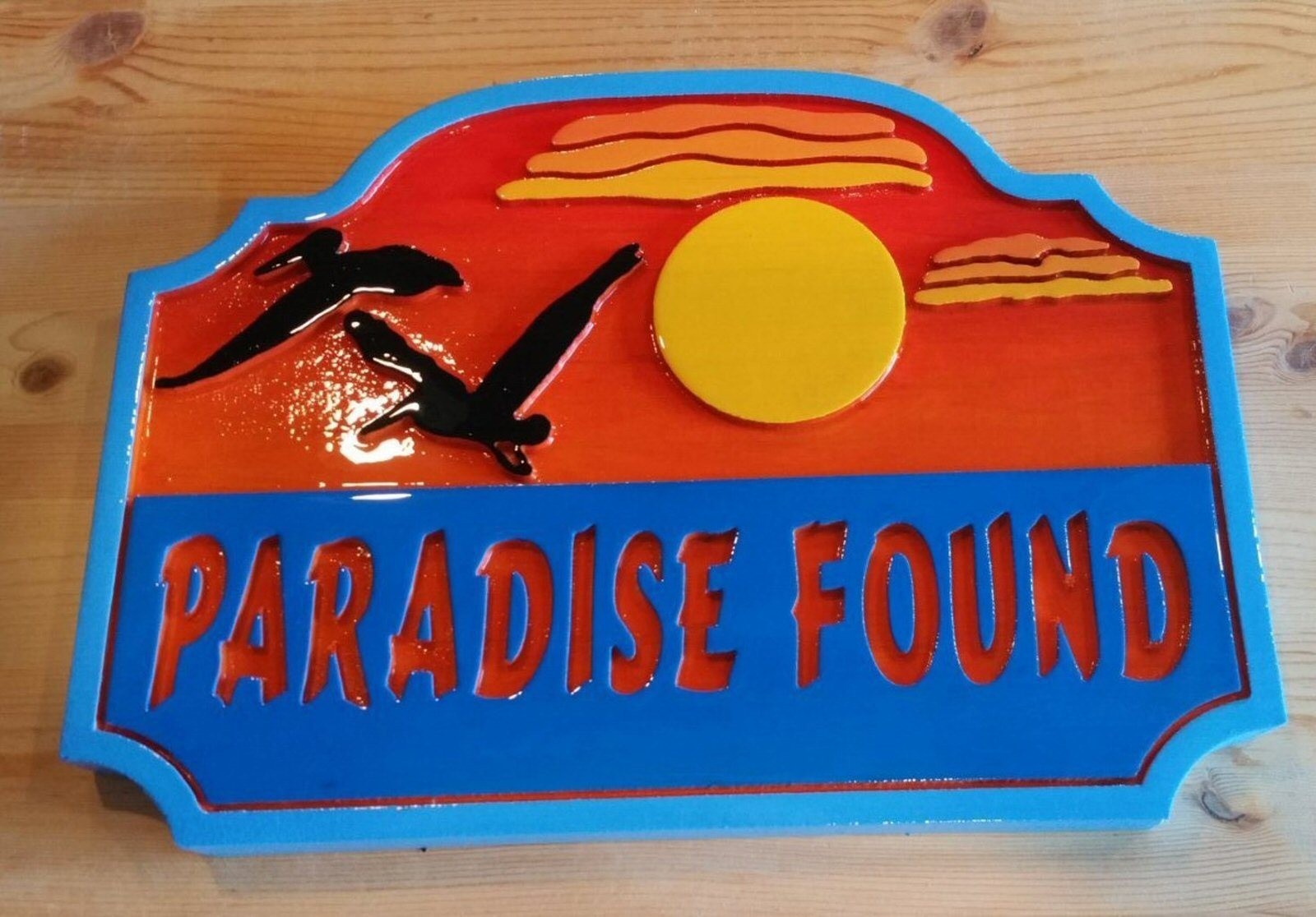 Personalized House sign 3D routed custom wood Tiki Bar Beach Pelican Custom