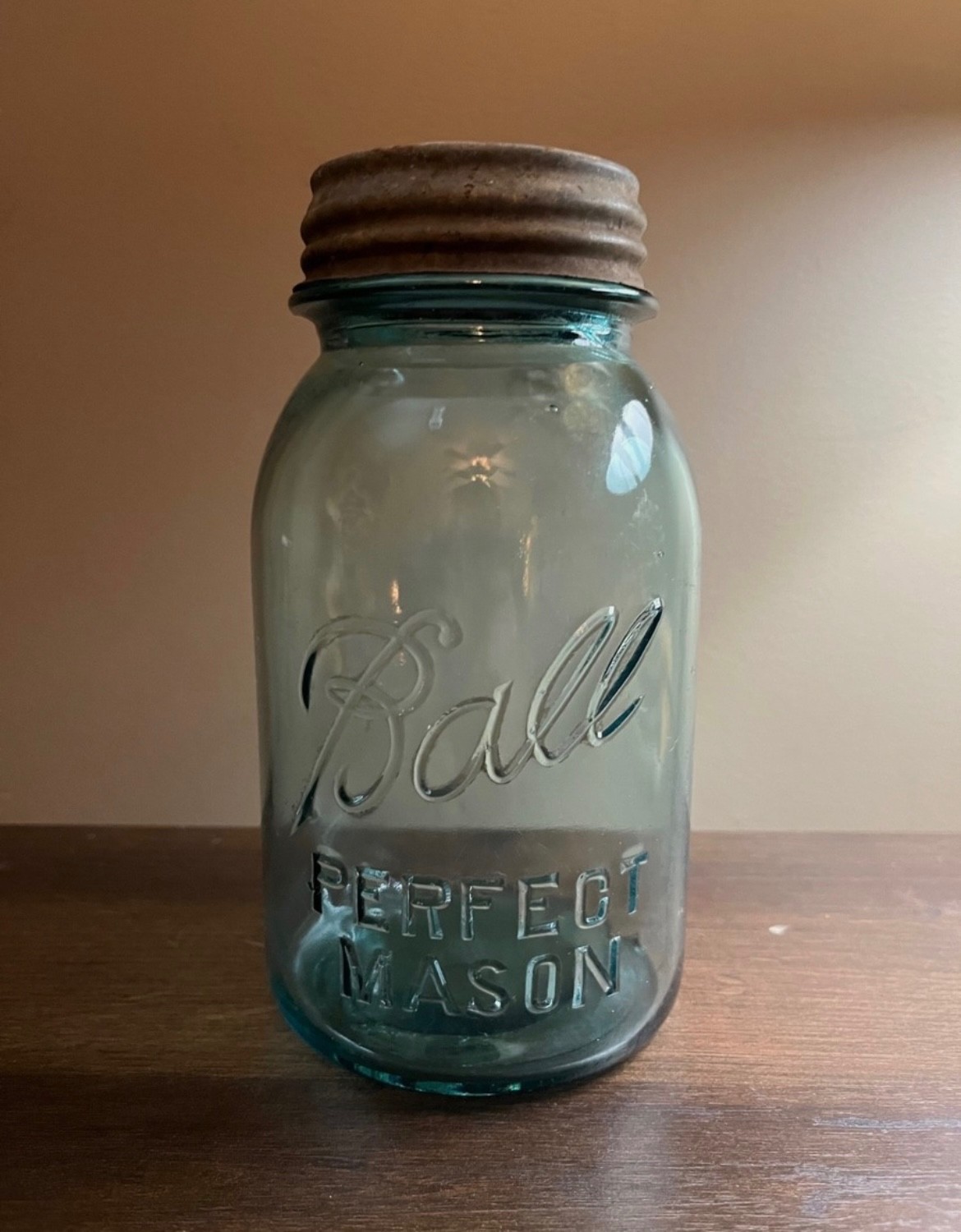 Rare 1923-1933 Antique Blue Aqua Ball Perfect Mason jar