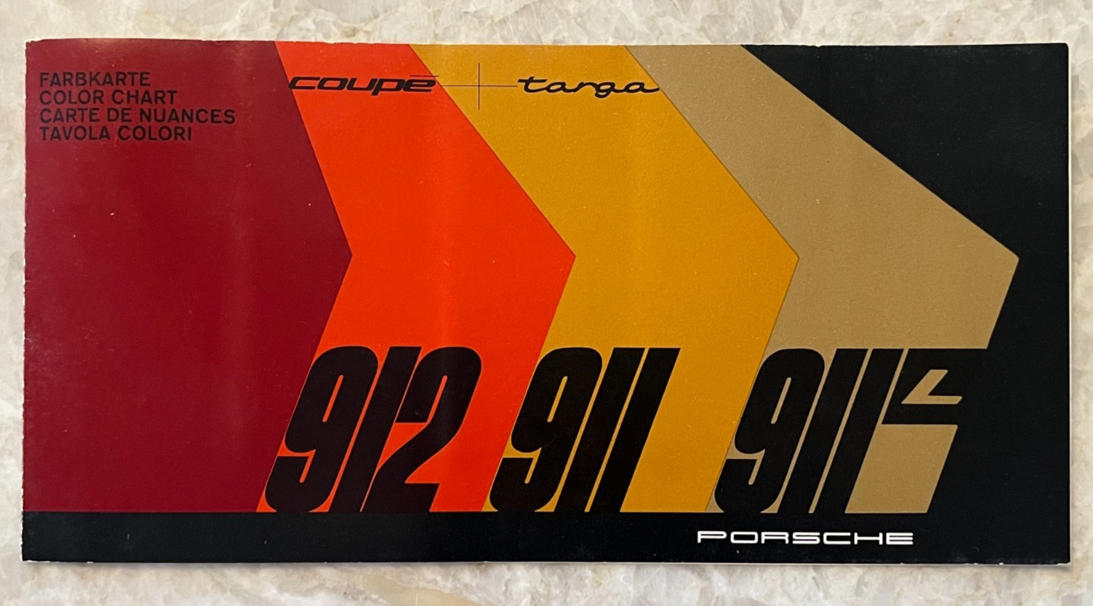 PORSCHE  911 / 912 COLORS & TRIM SALES BROCHURE FRE GER ITA ENG (USA) 1968