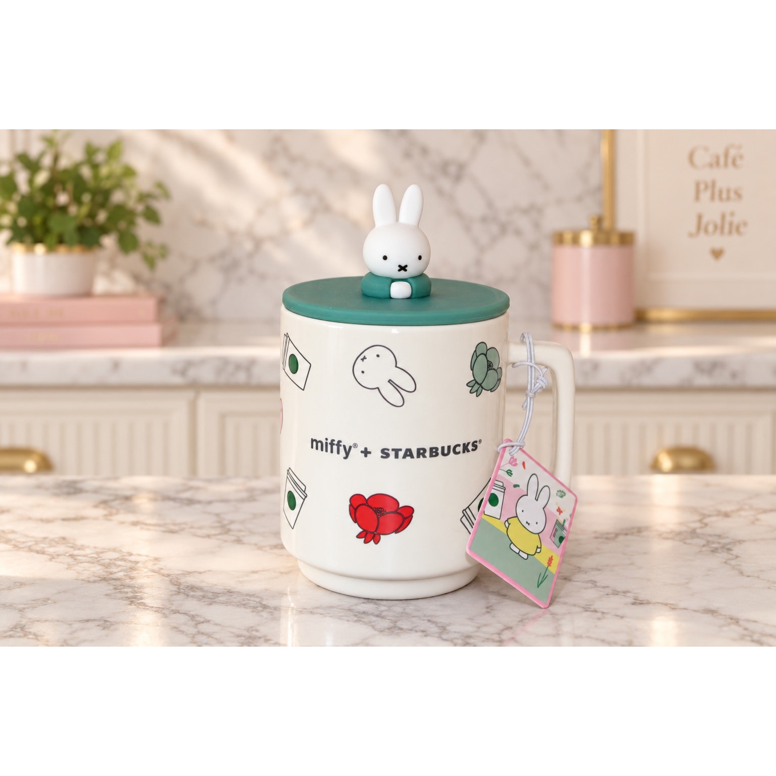 Starbucks x Miffy 2026 Floral Ceramic Mug With Lid 14 oz NWT in Box