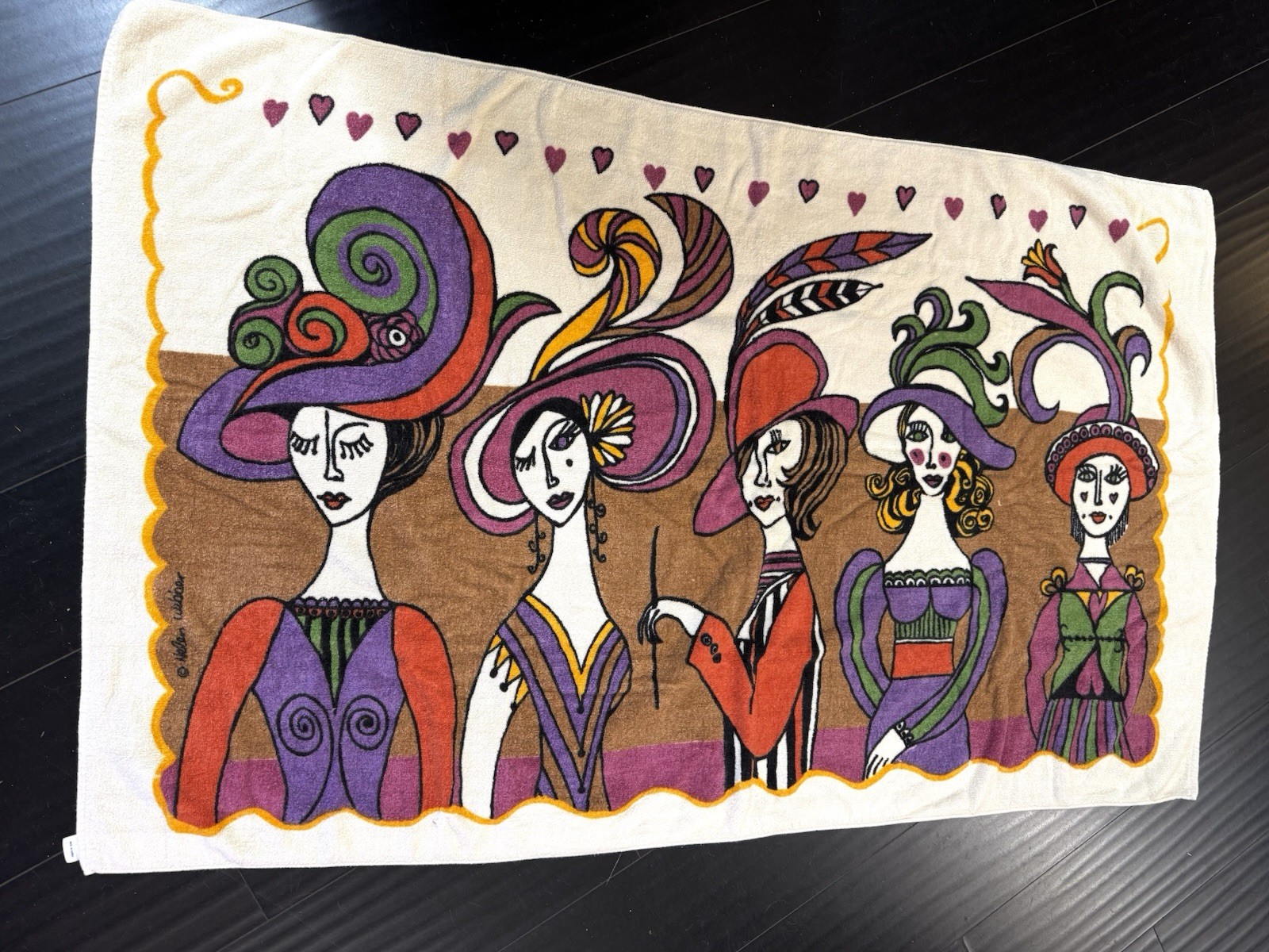 VTG RARE Helen Webber Litho-Graphics Beach Towel, 1970s/80s, 55” EUC