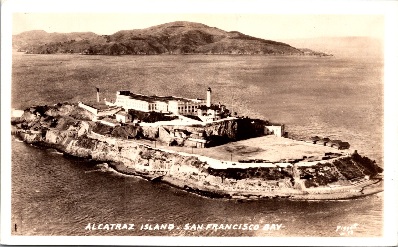 Alcatraz Island San Francisco Bay RPPC Aerial View May 1962