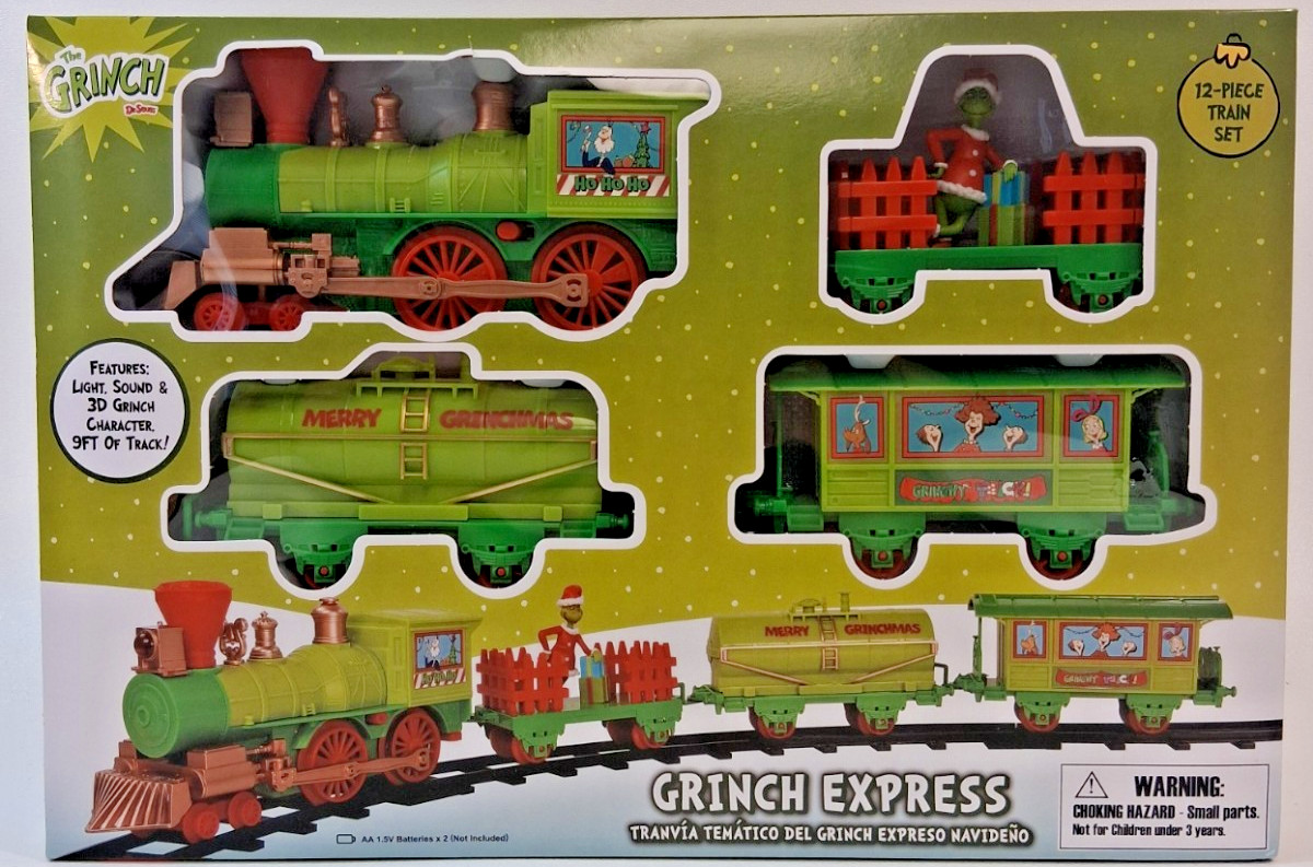 Grinch Dr Seuss NEW Holiday Express 12 Piece Christmas Train Set w/Light & Sound