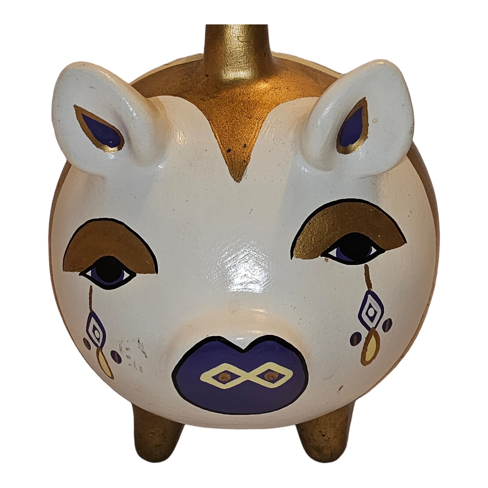 MAYABELLA Vintage Yucatan Mexico Folk Art Ceramic Piggy Bank Tears 8\