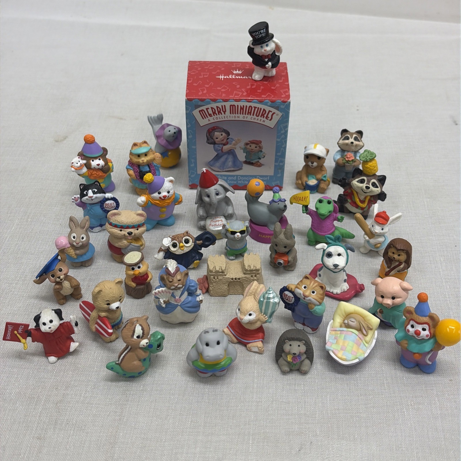 VTG 80s-90s Mixed Lot Of 35 Hallmark Merry Miniatures Clowns Beach Birthday Misc