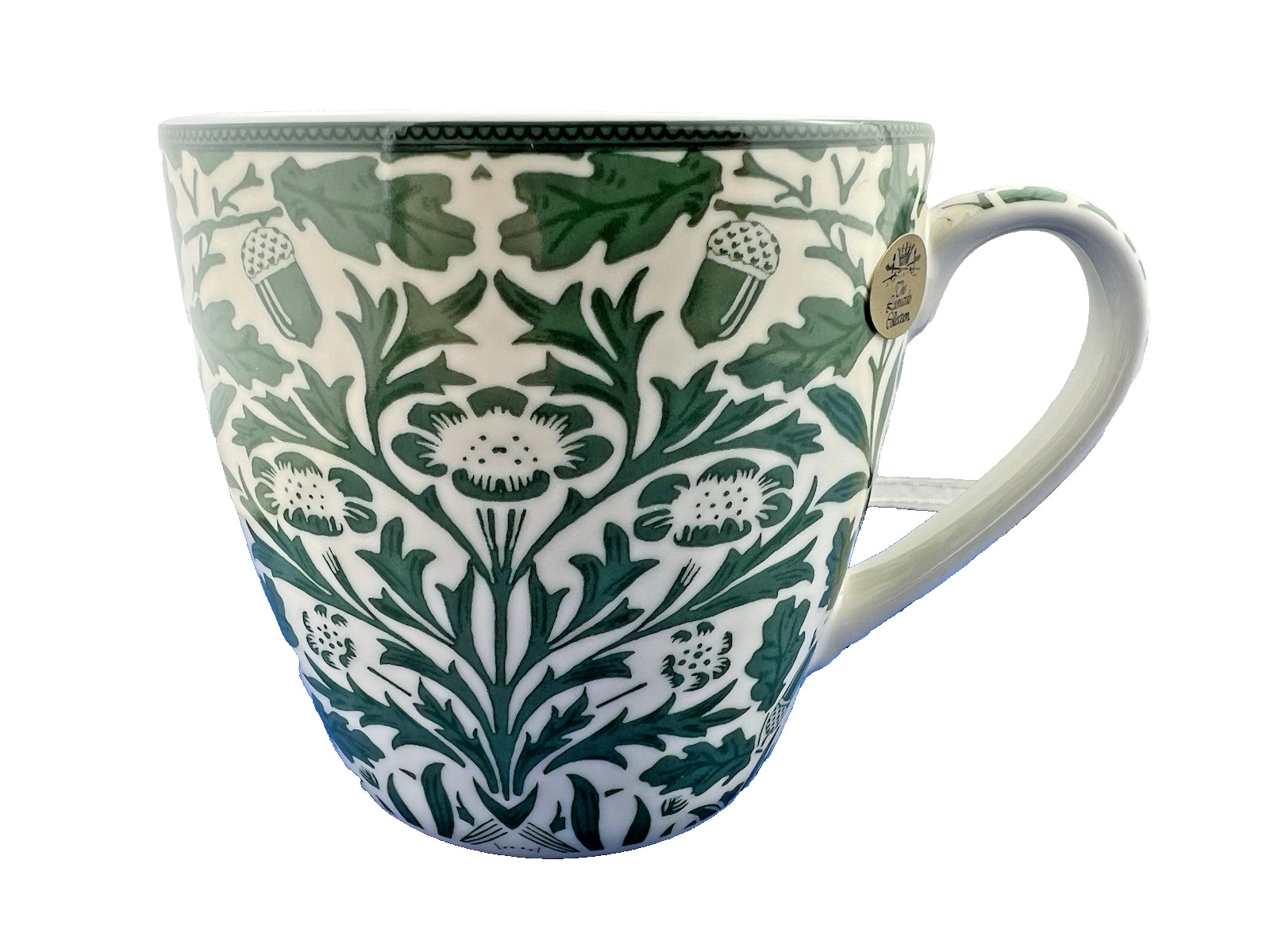 WILLIAM MORRIS ACORN DESIGN PAIR OF 14oz Fine China Mugs, Gift Box NEW UNUSED