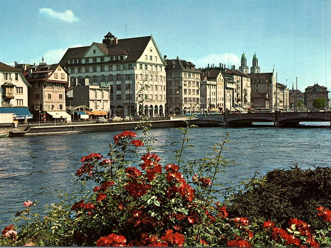 postcard Zurich Switzerland buildings along waterfront 1788
