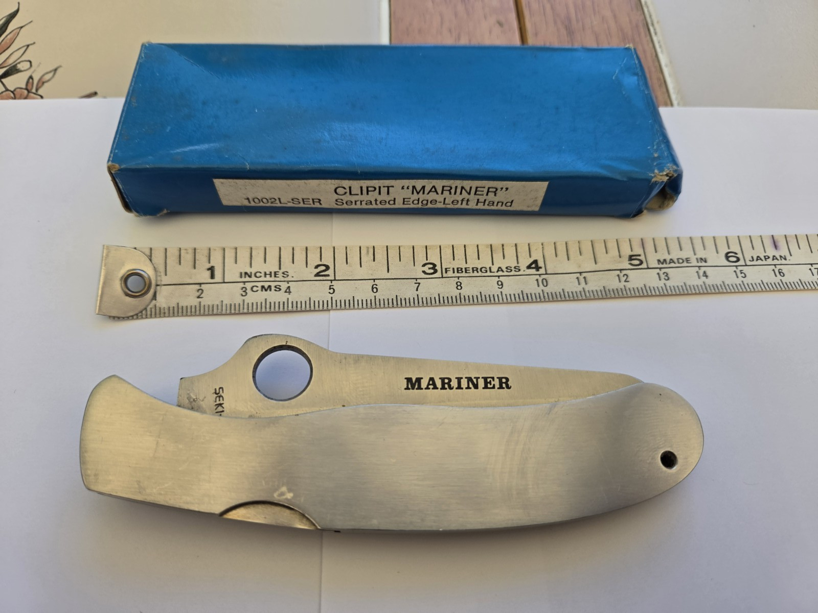 Vintage Spyderco Mariner 1002L-SER Left Hand Serrated Knife Japan Original Box