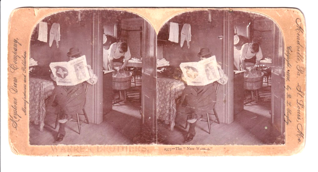 Warren Brothers stereoview 2375 the new woman humorus Warren Brothers stereoview 2375 the new woman humorus