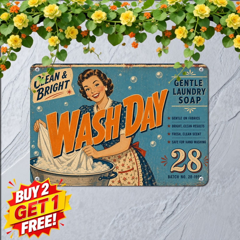Vintage Laundry Detergent Advertisement Metal Tin Sign Retro Bathroom Wall Decor
