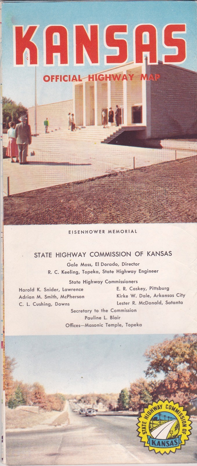 1953 Official State Issue Road Map of Kansas