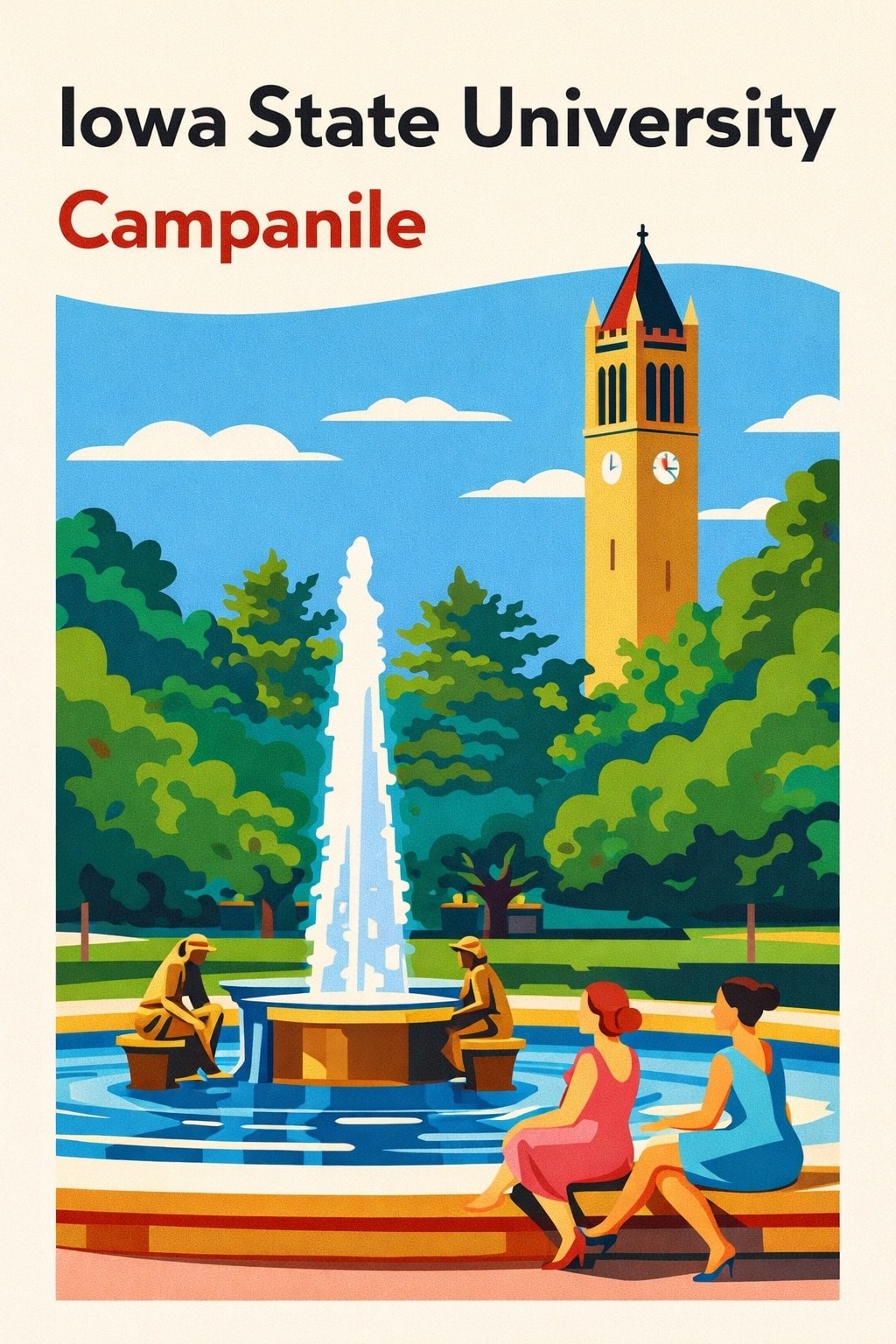 Iowa State University Campanile Vintage Art Print - 2x3 Print 🎨 200gsm Iowa State University Campanile Vintage Art Print - 2x3 Print 🎨 200gsm