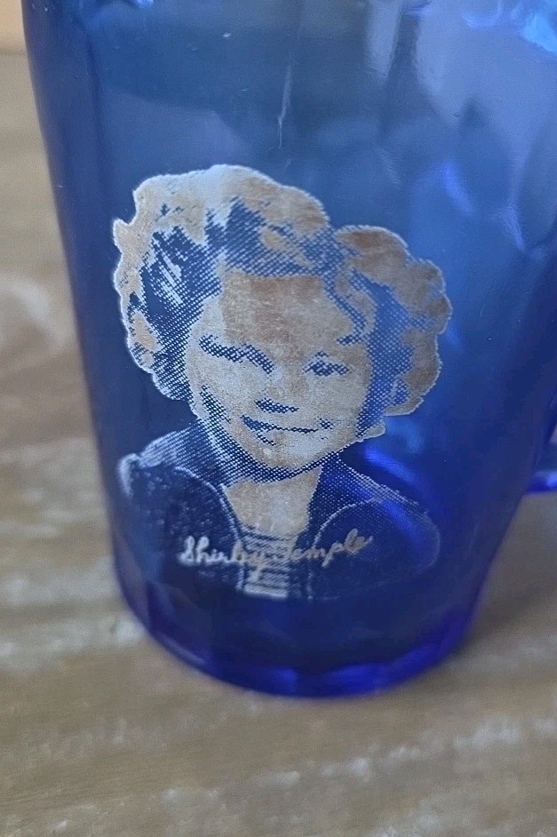 Vintage Shirley Temple Cobalt Blue Glass Cream Pitcher, 1930\'s