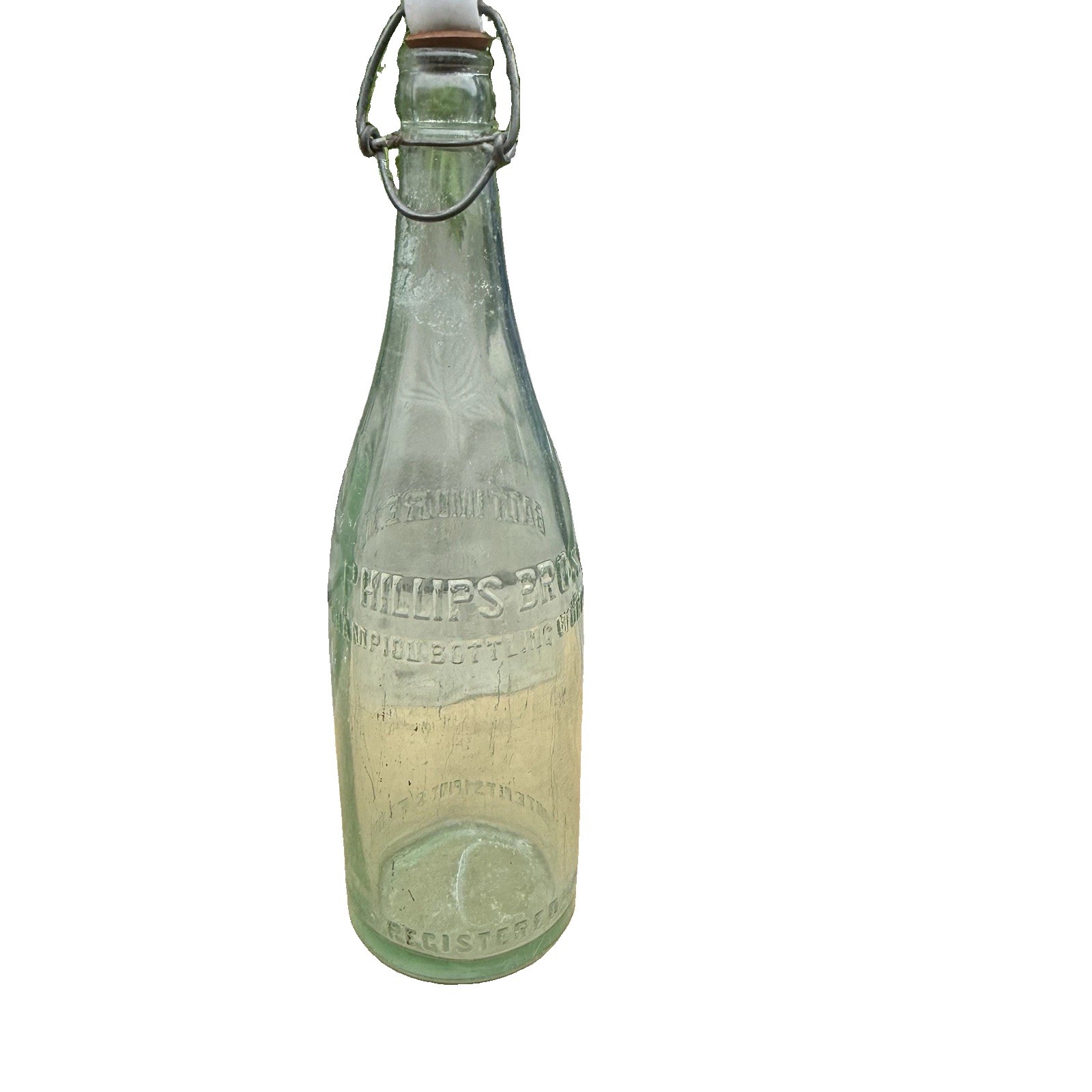 Antique Phillips Bros Champion Bottling Works Baltimore Bottle Porcelain Stopper