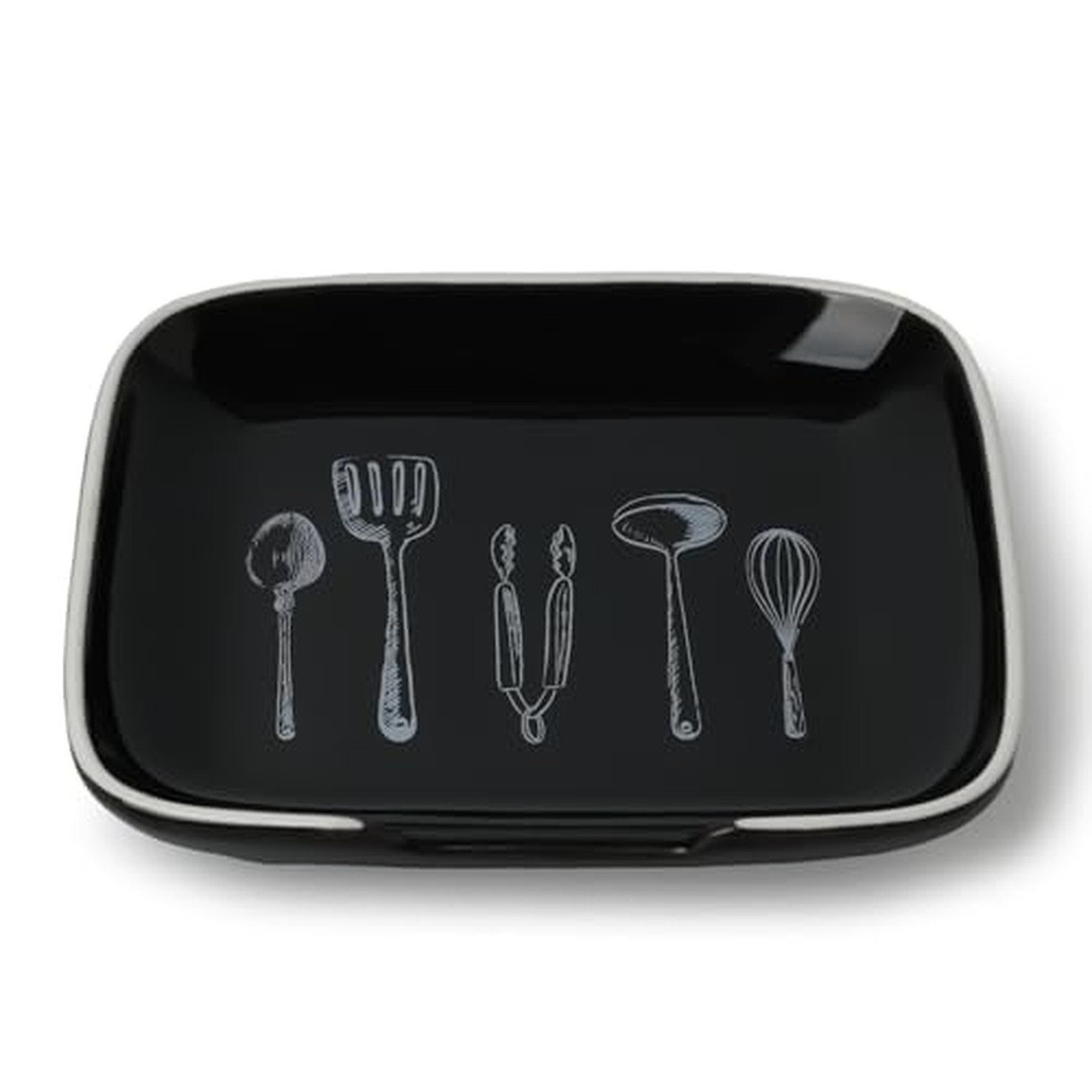 GDCZ Ceramic 4.75 Inch Spoon Rest for kitchen Counter (Black, 1) Black