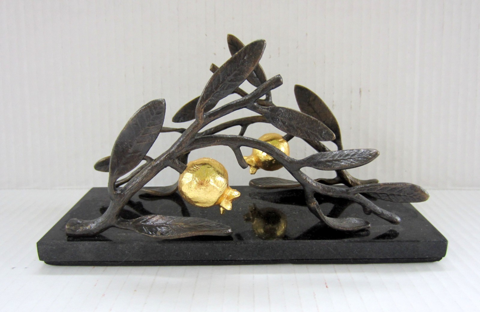 Michael Aram Pomegranate Collection Brass & Granite Vertical Napkin Holder 7.75