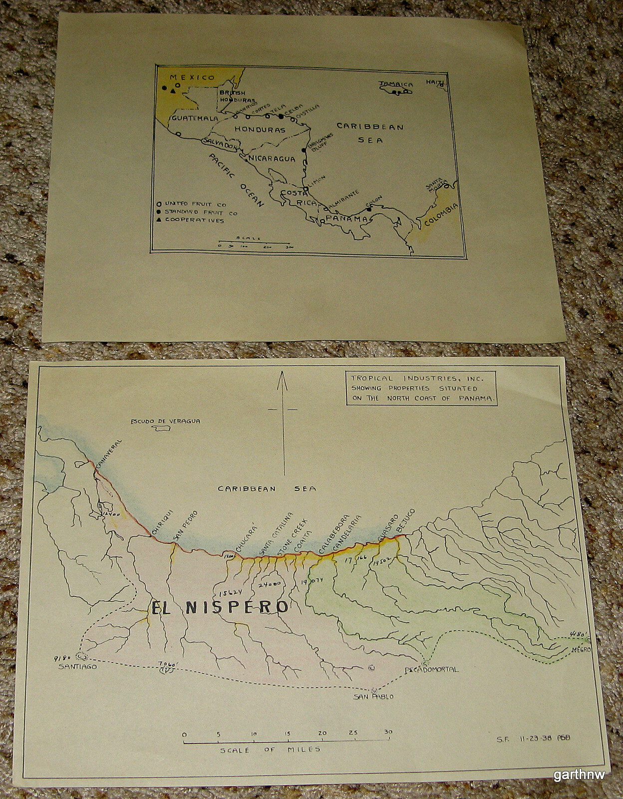 CENTRAL AMERICA 1938 MAPS: TROPICAL STANDARD & UNITED FRUIT PROPERTIES + PANAMA CENTRAL AMERICA 1938 MAPS: TROPICAL STANDARD & UNITED FRUIT PROPERTIES + PANAMA