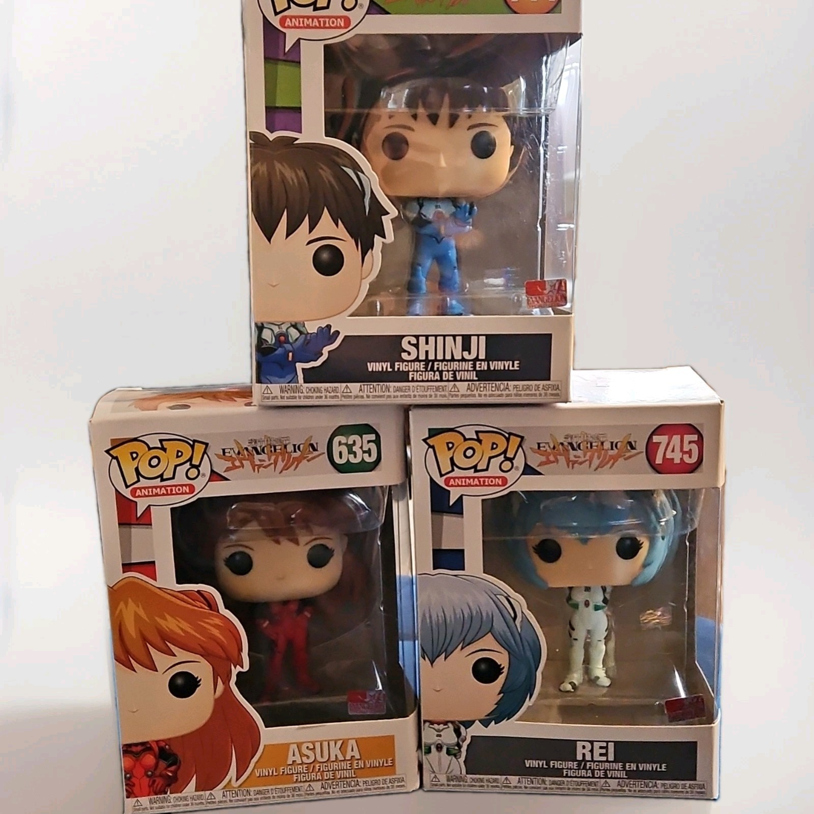 Funko Pop Neon Genesis Evangelion Vinyl Figures 744 Shinji, 635 Asuka, 745 REI