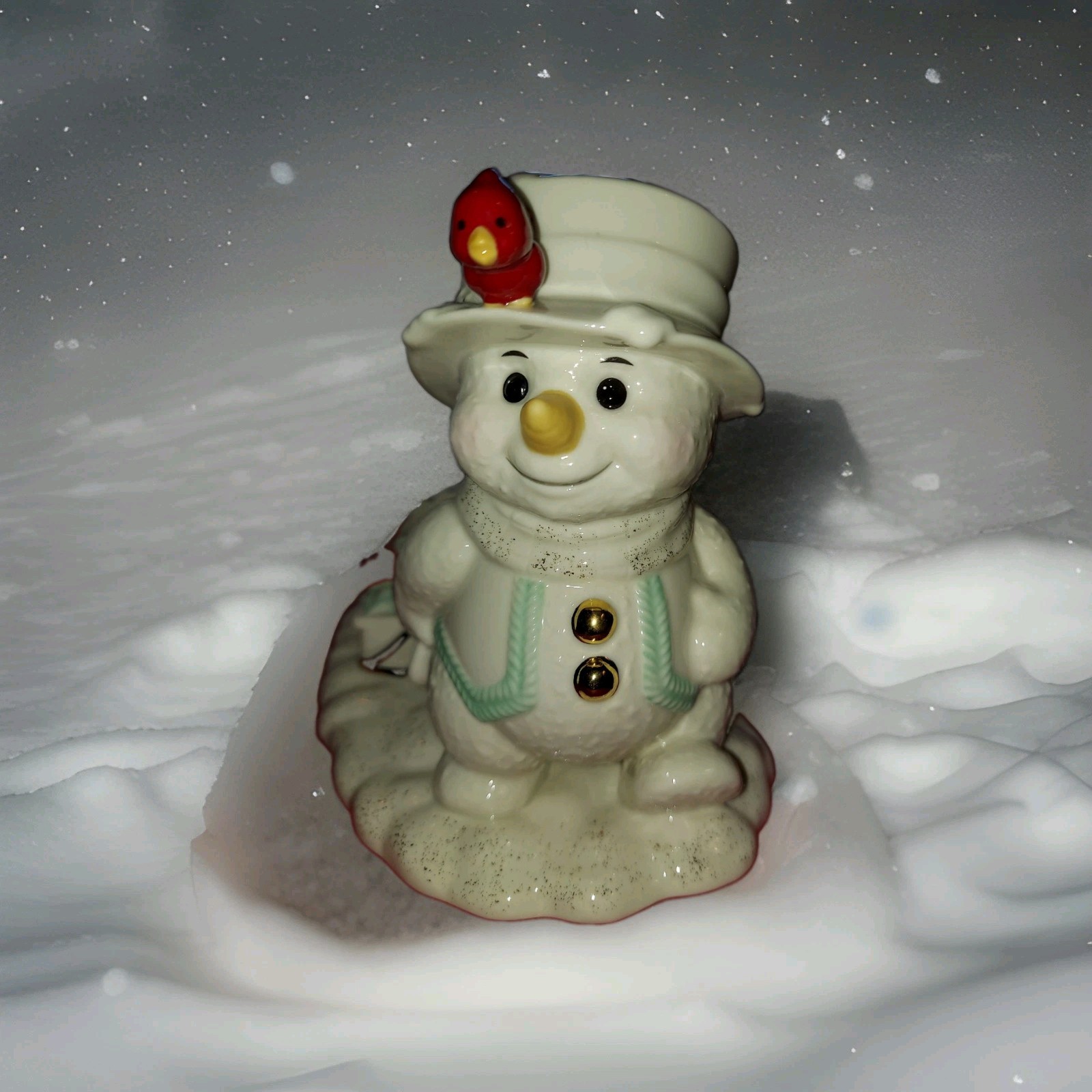 NIB LENOX Porcelain Snowman Cardinal Sled Votive Candle Holder Gold Trim NIB LENOX Porcelain Snowman Cardinal Sled Votive Candle Holder Gold Trim