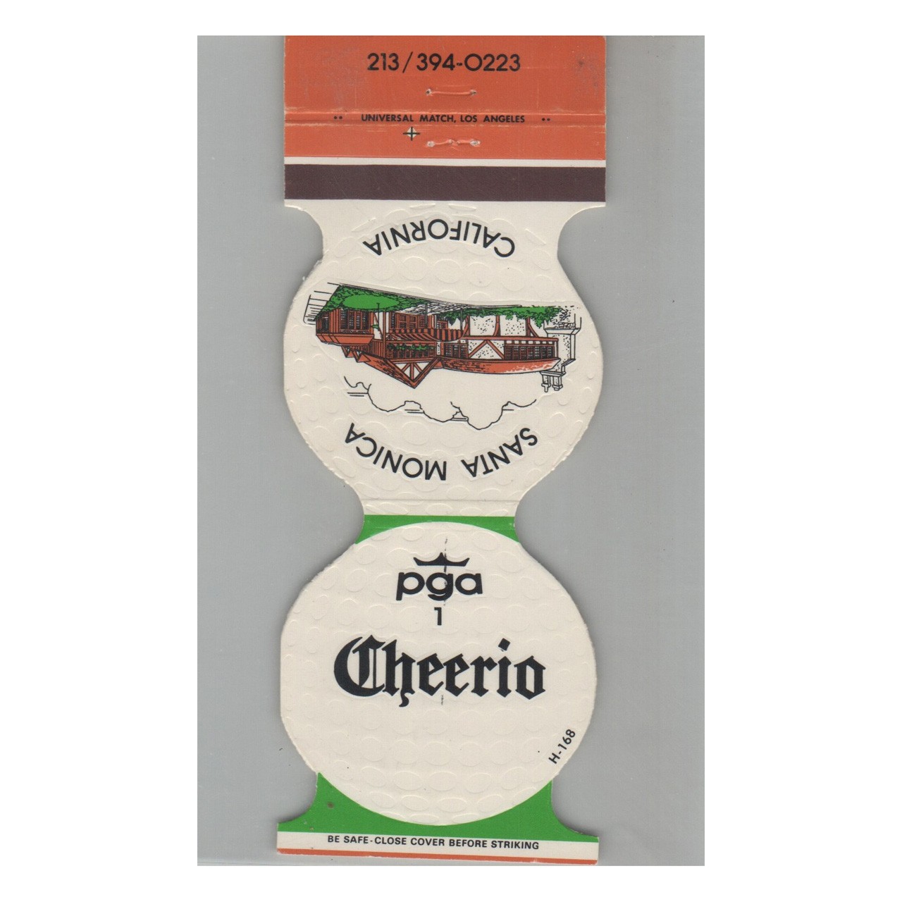 Matchbook Cover PGA 1 Cheerio Restaurant Santa Monica CA