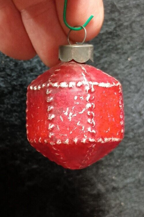 Vintage WWII era Un silvered Glass Christmas Ornament Premier Red Lantern