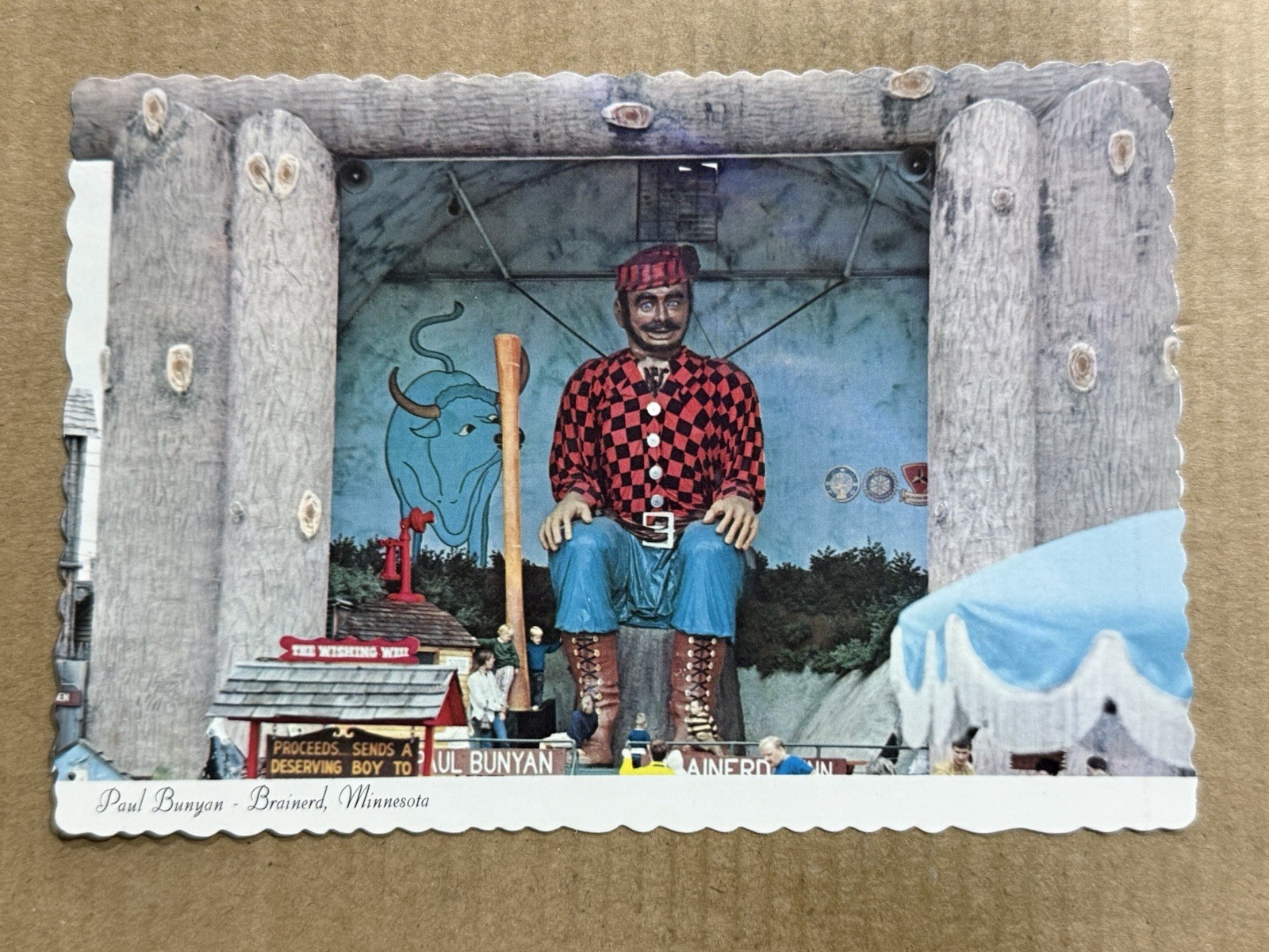 Postcard Brainerd MN Minnesota Paul Bunyan Animated Statue Roadside Folk Tale