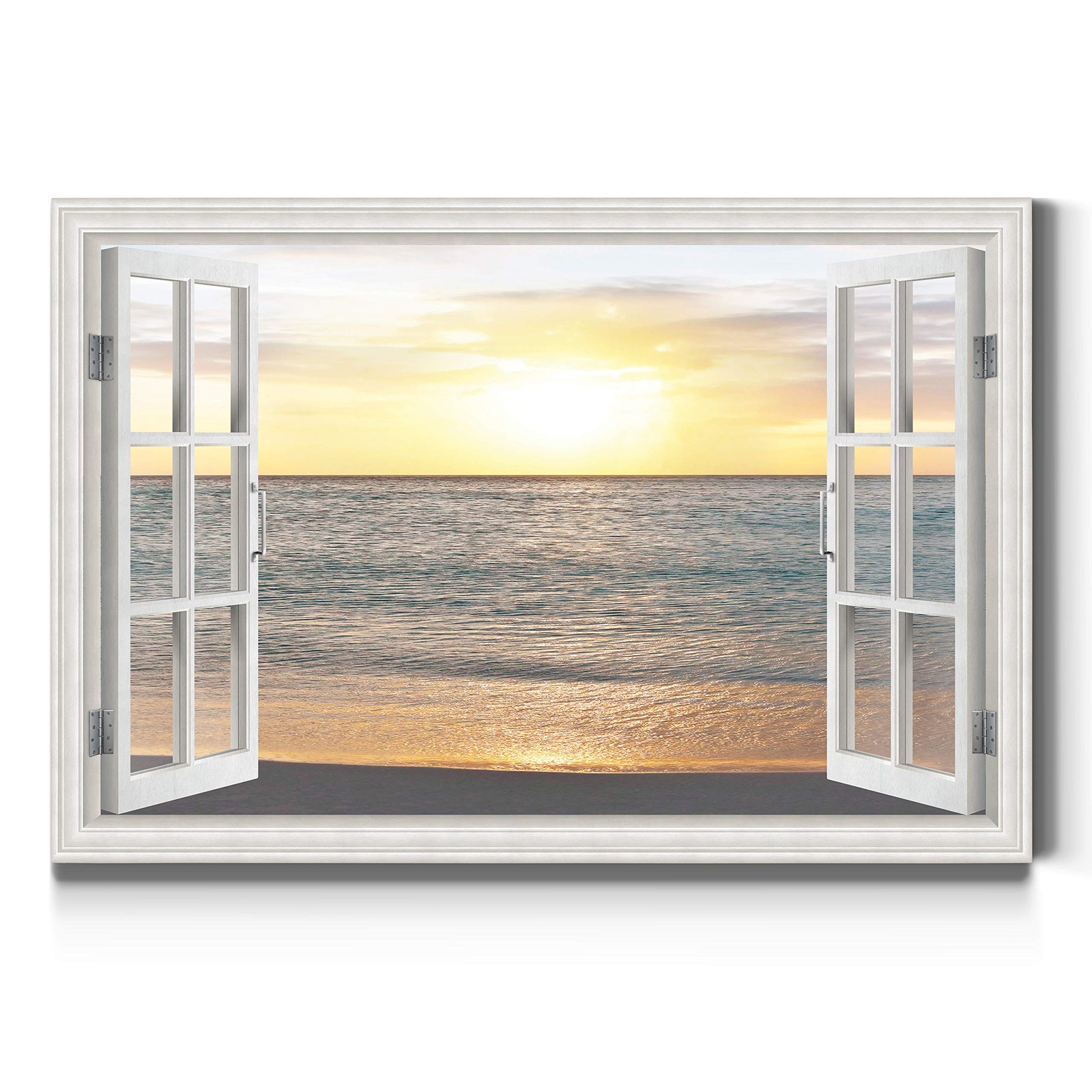 Renditions Gallery 24X36 Canvas Window View Ocean Beach Sunset LT38
