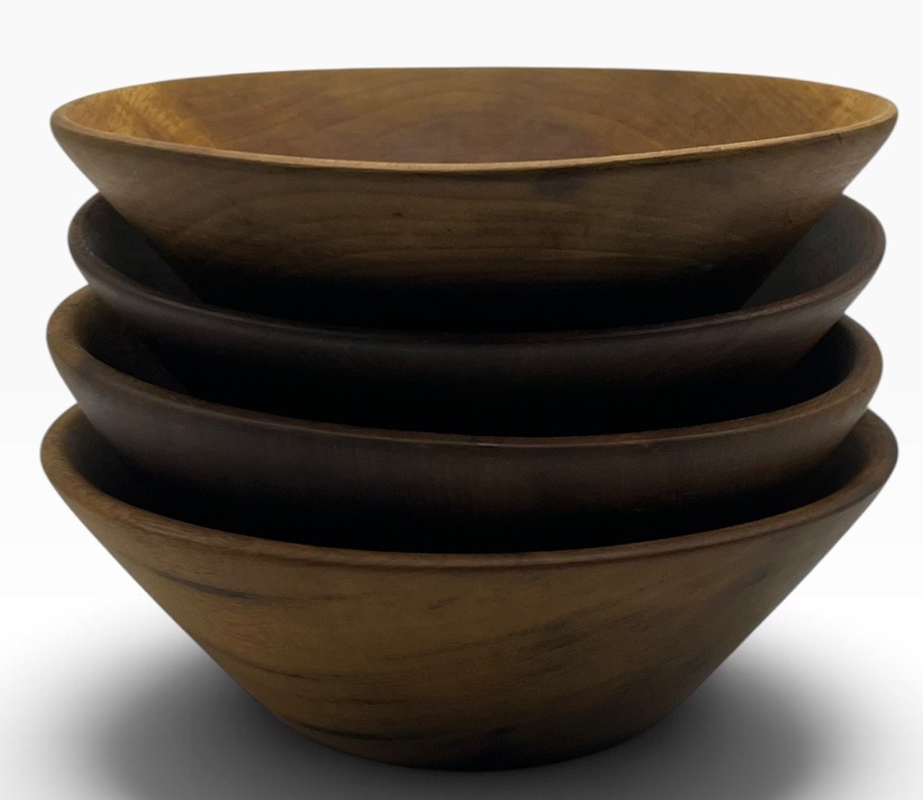 Set Of 4 Oregon Myrtlewood Bowls Handcrafted North Bend Ore. 6” Wide by 2” Tall