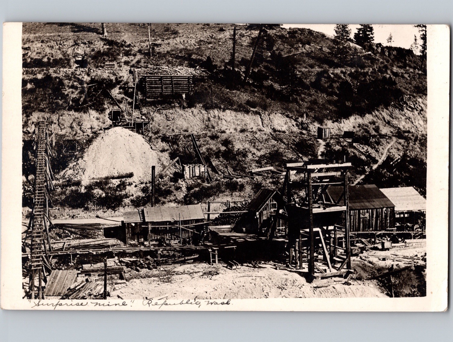 c1910 Surprise Mine Republic Washington WA Mining Ferry County RPPC Real Photo