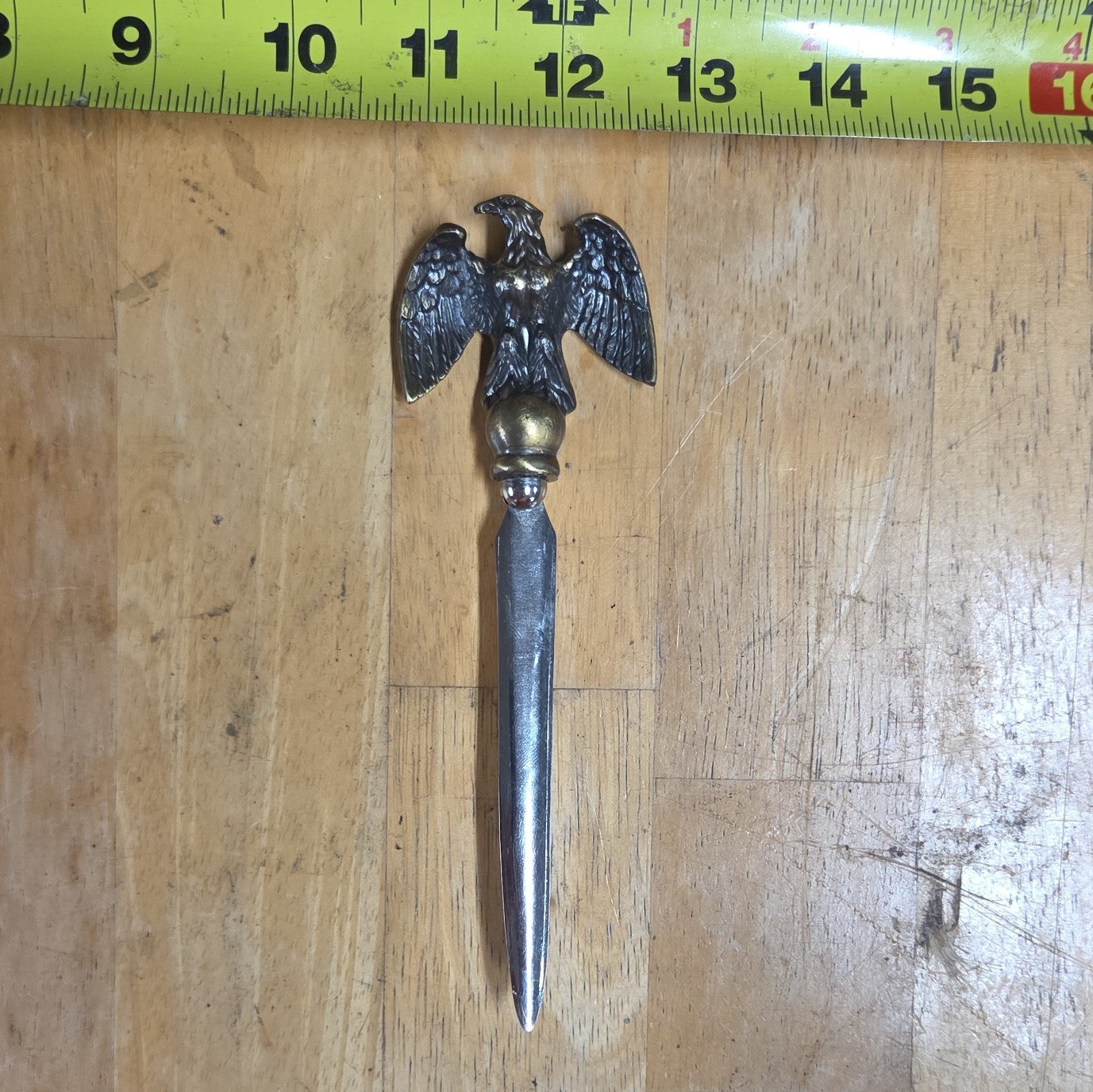 Vintage American Eagle Letter Opener Brass Tone Eagle Finial 10.5