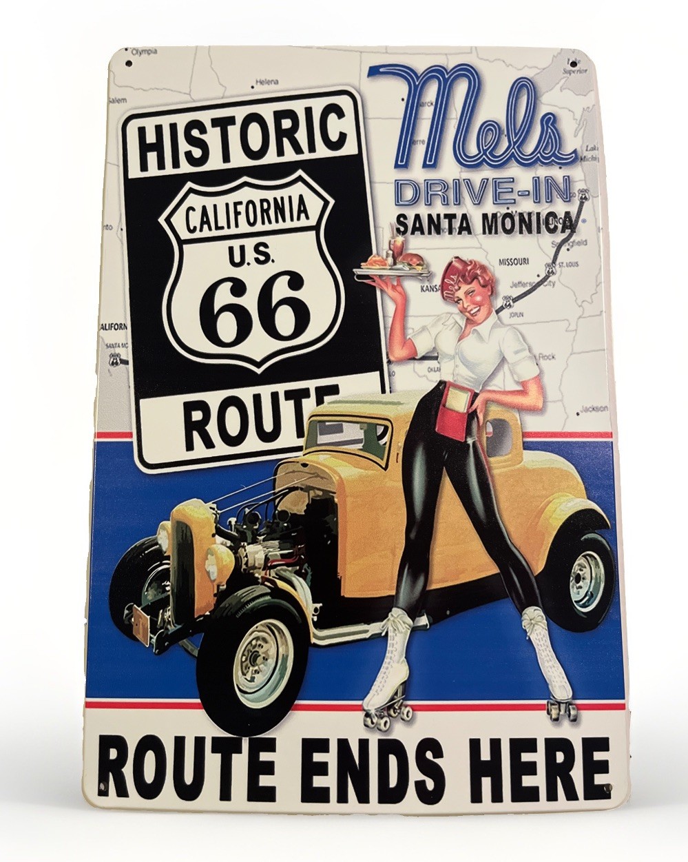 Mels Drive-In Santa Monica Route 66 Route Ends Here 12x8 Inch Metal Sign 🛞 New