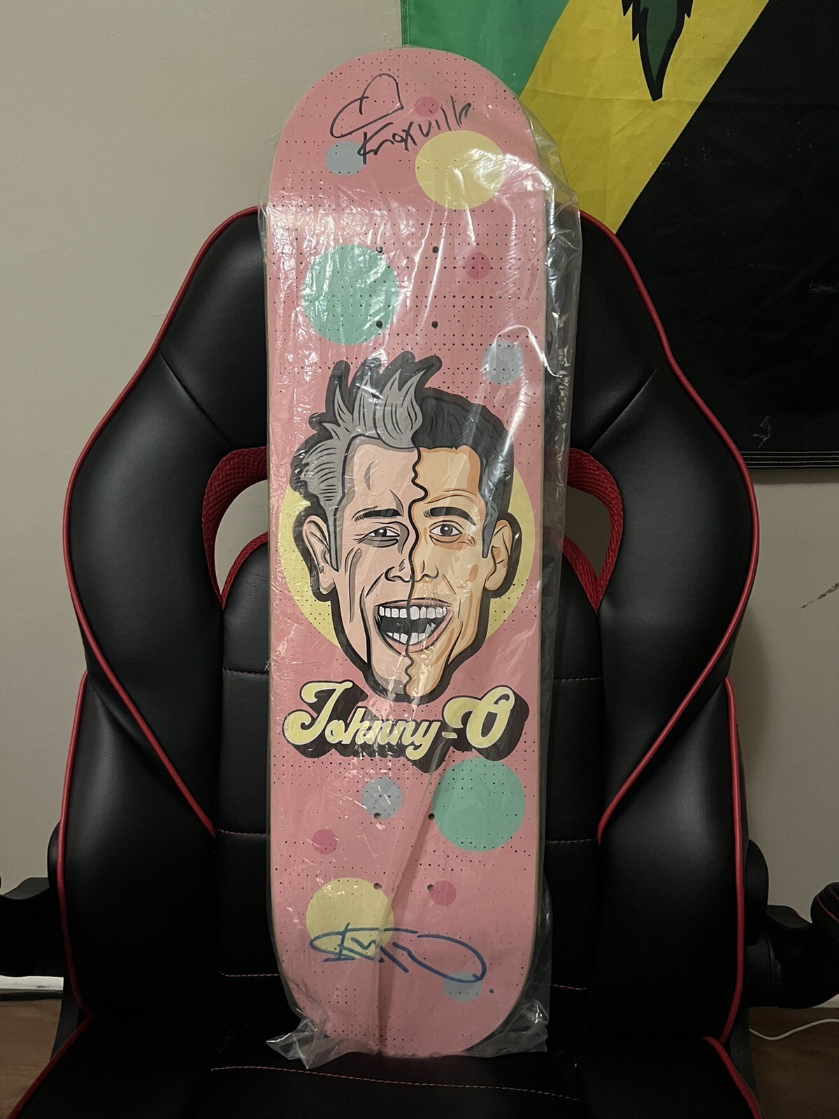 Johnny-O Signed Skateboard. Johnny Knoxville & Steve-O Brand New, In Package.