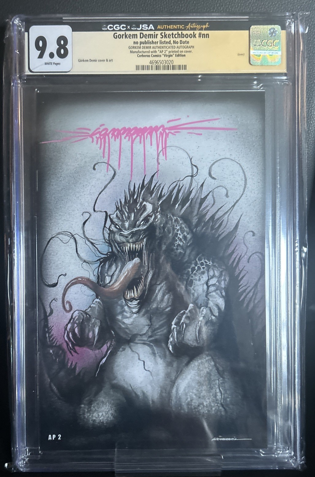 Gorkem Demir Sketchbook CGC 9.8 JSA - Godzilla - Signed - Cerberus Virgin - AP 2 Gorkem Demir Sketchbook CGC 9.8 JSA - Godzilla - Signed - Cerberus Virgin - AP 2
