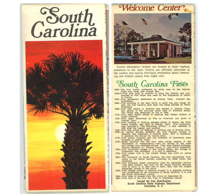 Vintage 1971 South Carolina Official State Highway Department Road Map (6-1-71)