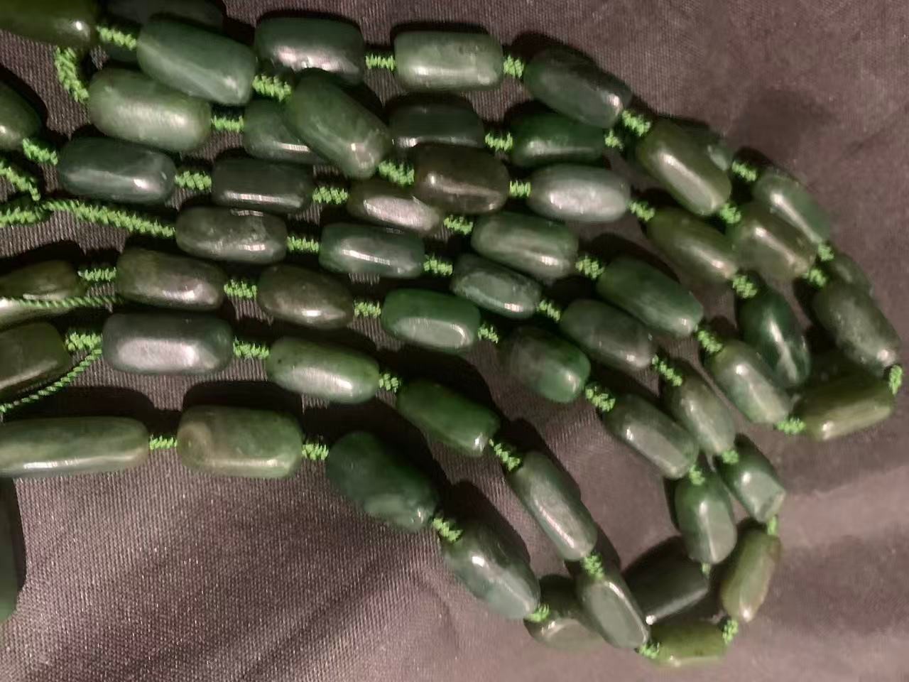 2Pcs Wonderful  26 Inches Tibetan Green Jade Praye Beads Prayer Necklaces