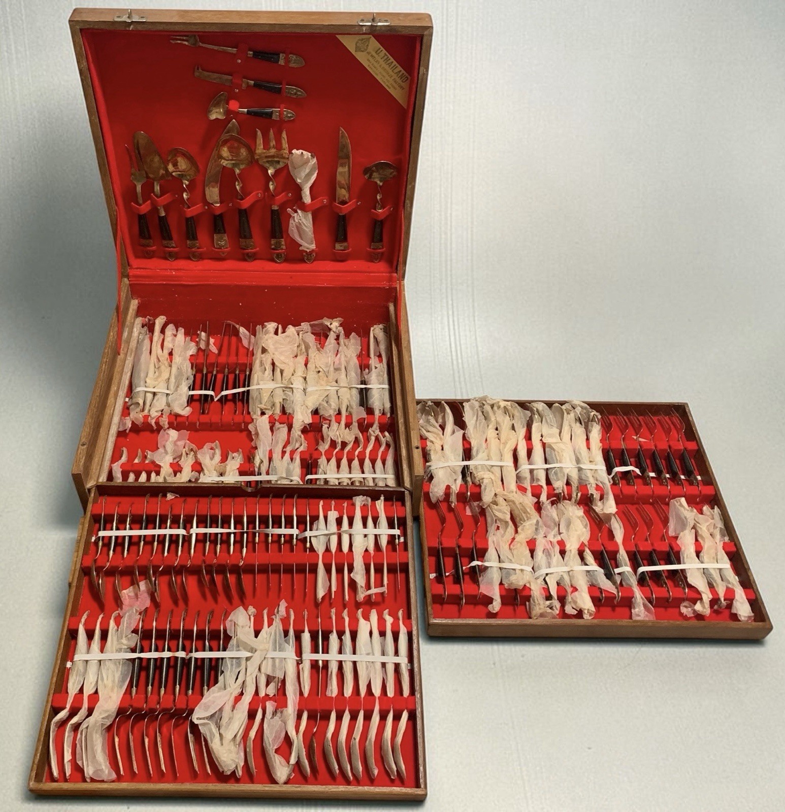 Vintage MCM U. Thailand Thai Nickel Bronze Flatware Set 144 Pc. Service For 12 Vintage MCM U. Thailand Thai Nickel Bronze Flatware Set 144 Pc. Service For 12
