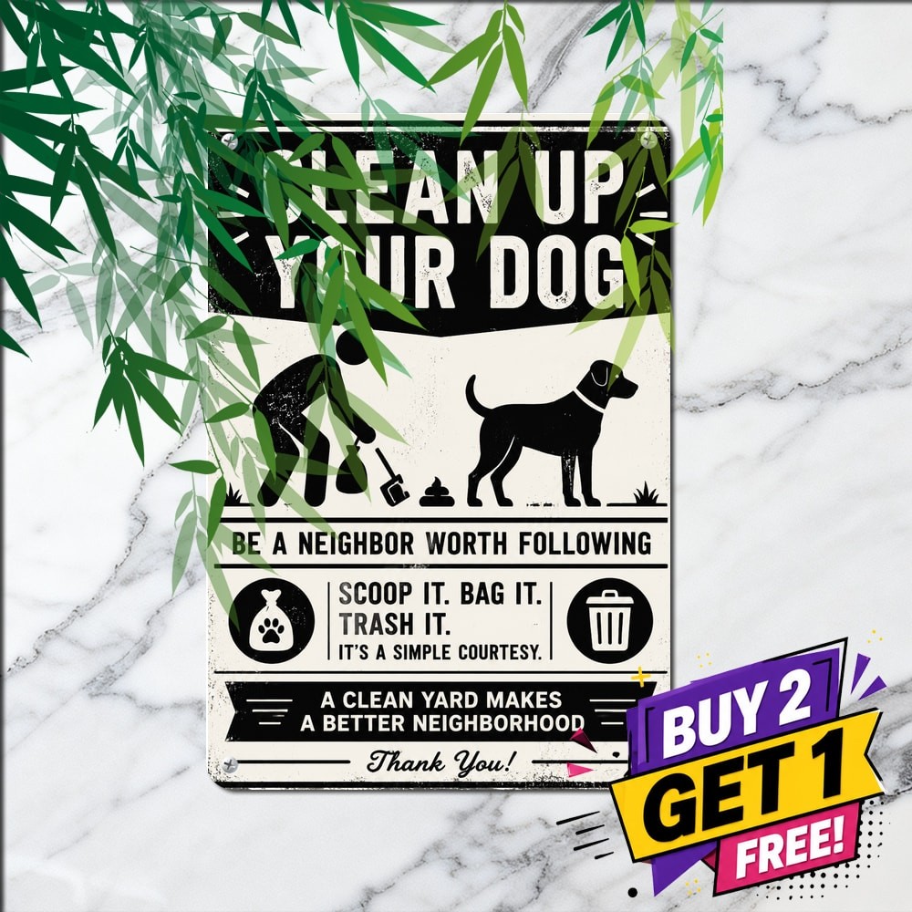 Clean After Your Dog Tin Metal Sign Funny Pet Rules Home Yard Wall Decor Plaque