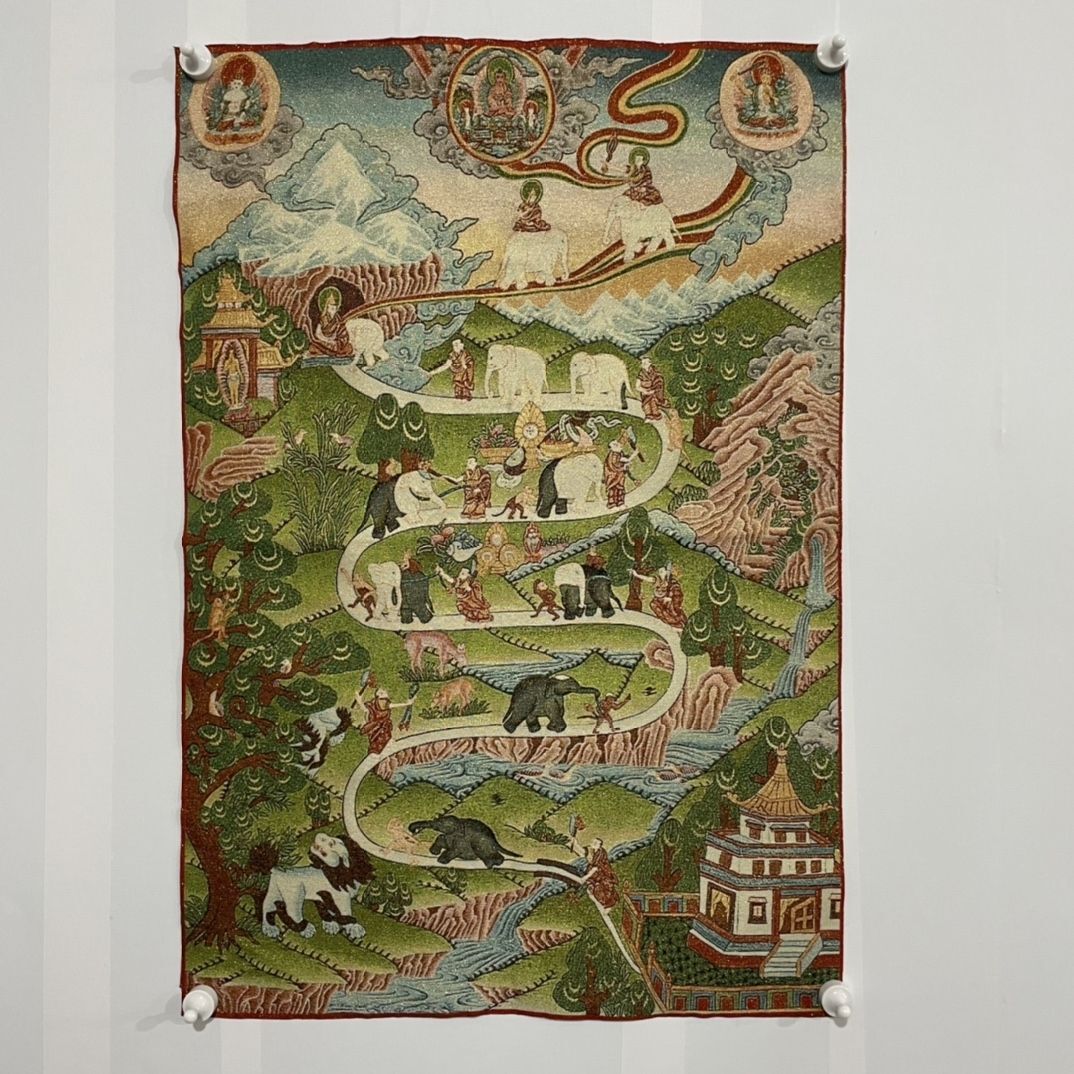 Tibetan Thangka Nine Stages of Meditation Embroidery Wall Hanging 90x60cm Tibetan Thangka Nine Stages of Meditation Embroidery Wall Hanging 90x60cm