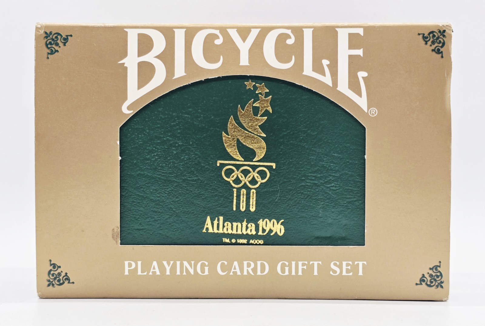 Vintage Sealed Bicycle Atlanta 1996 Olympics Playing Cards Set In Leather Case