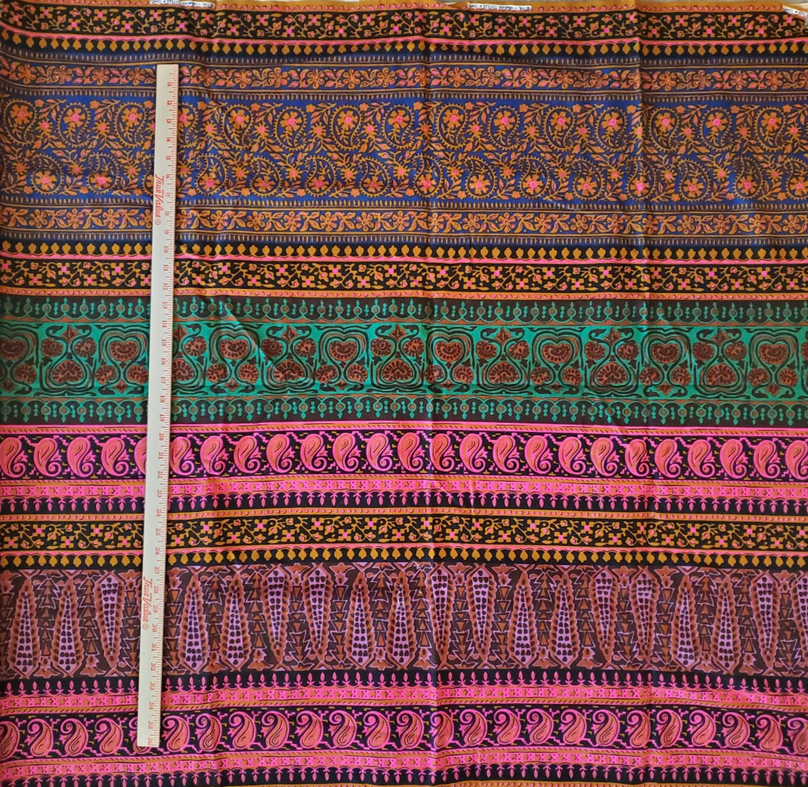 Vintage THC Hawaiian Textiles Thick Cotton Stripe 12462 Fabric 2.5 Yds Neon 1955