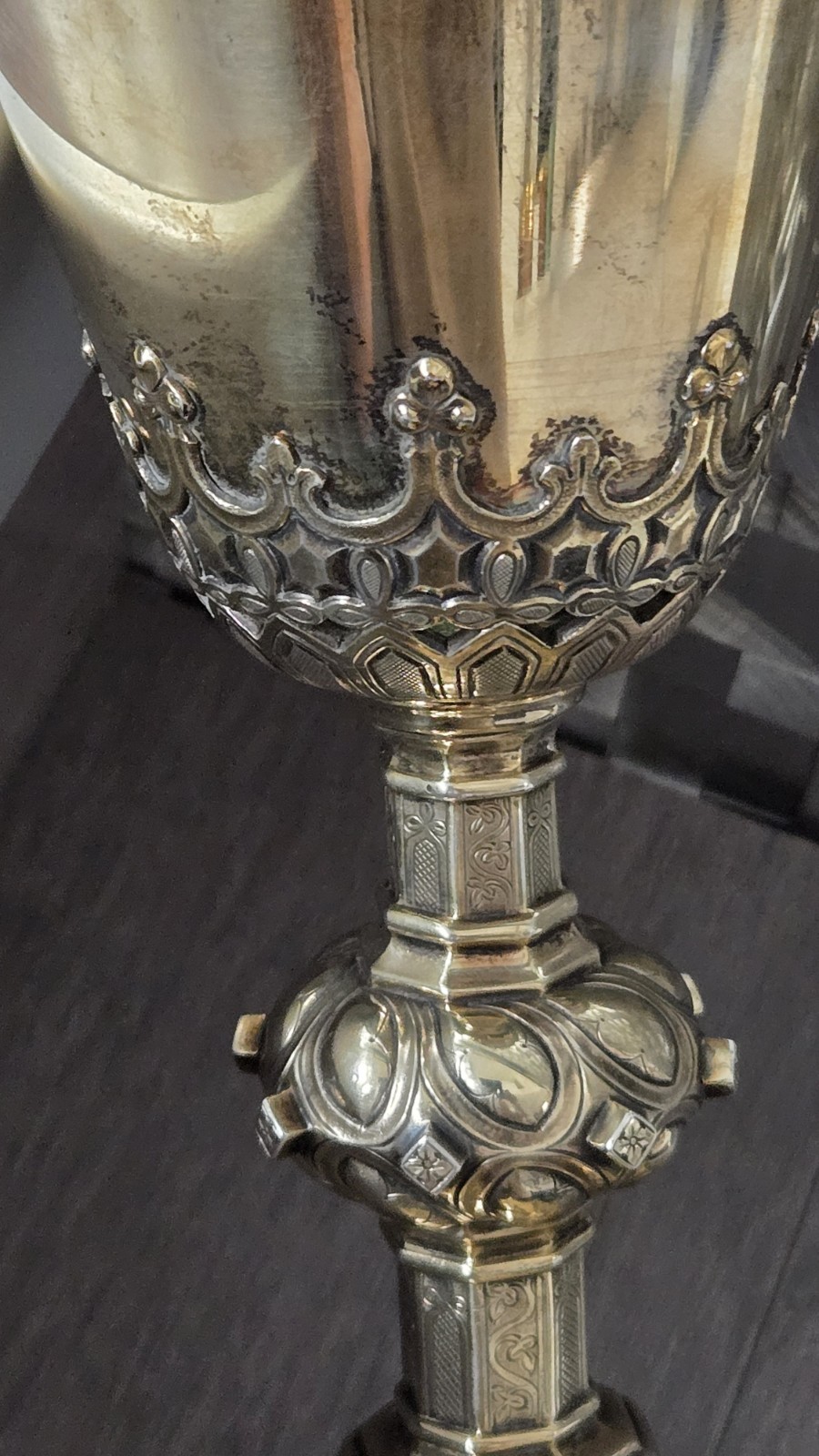 Large Antique  Sterling Silver Chalice