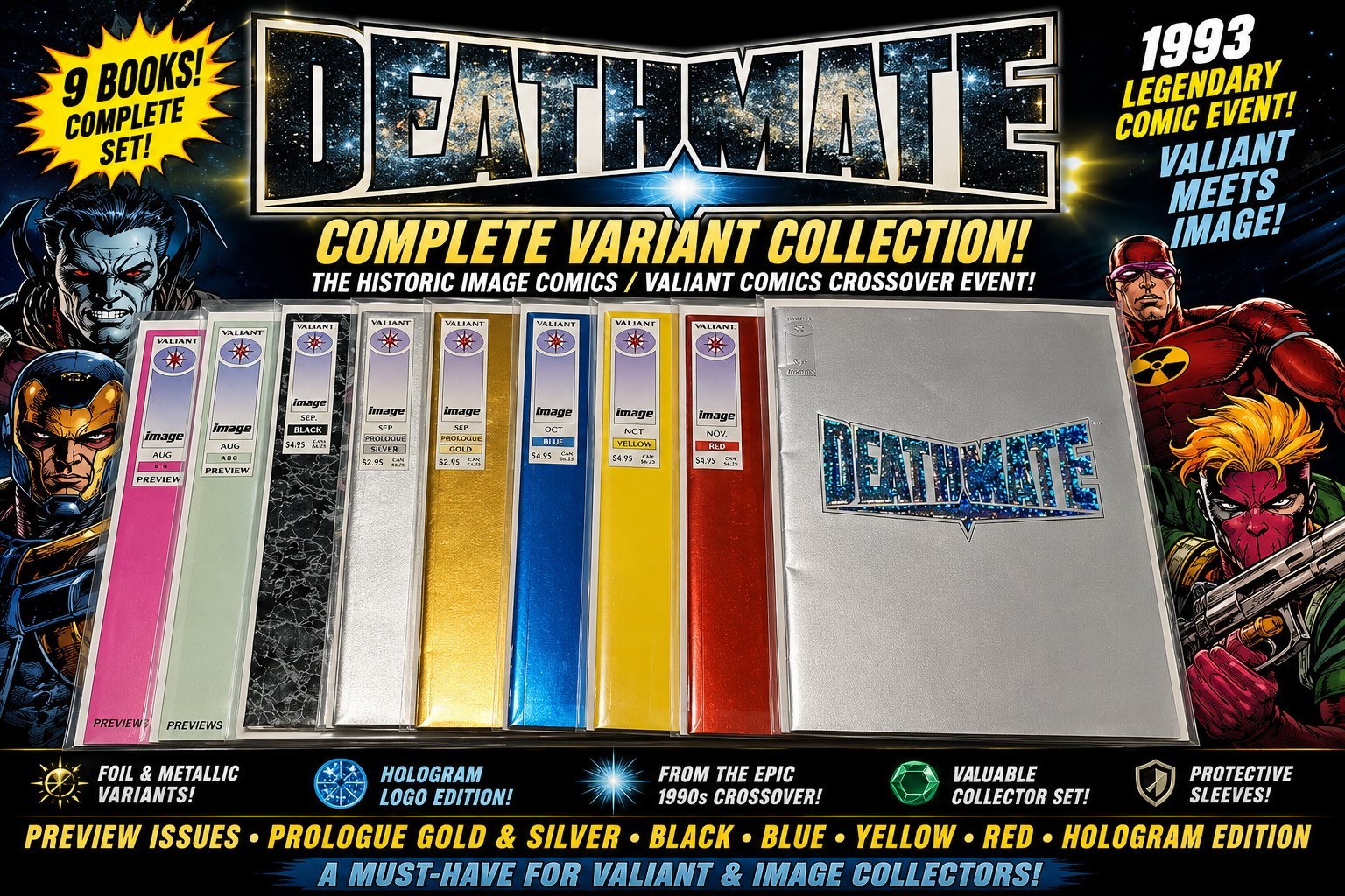 Deathmate Complete Variant Collection Hologram Gold Silver Black Blue Yellow Red Deathmate Complete Variant Collection Hologram Gold Silver Black Blue Yellow Red