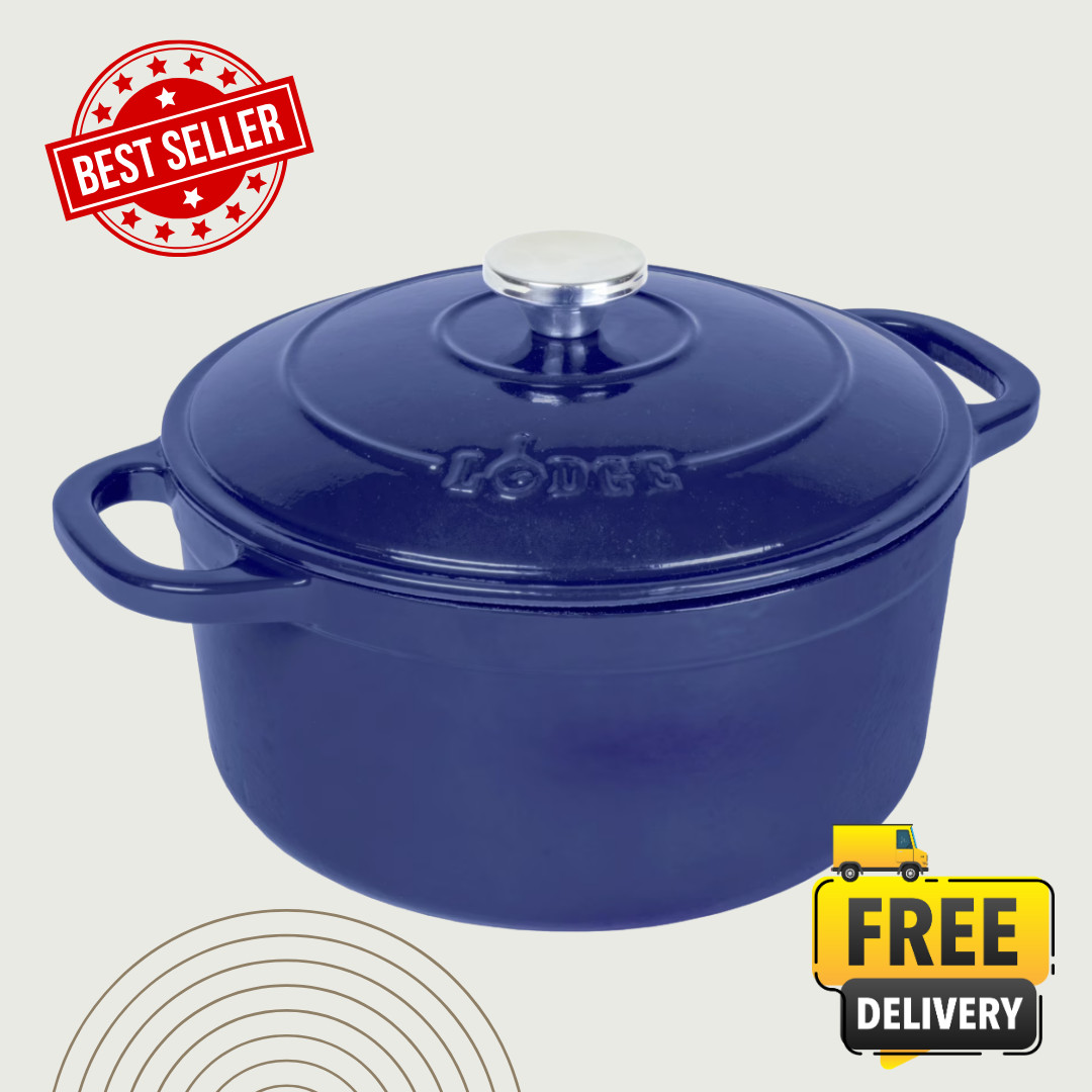 [FASH SALE] Lodge 5.5 Qt Indigo Blue Enameled Cast Iron Dutch Oven Lid NEW